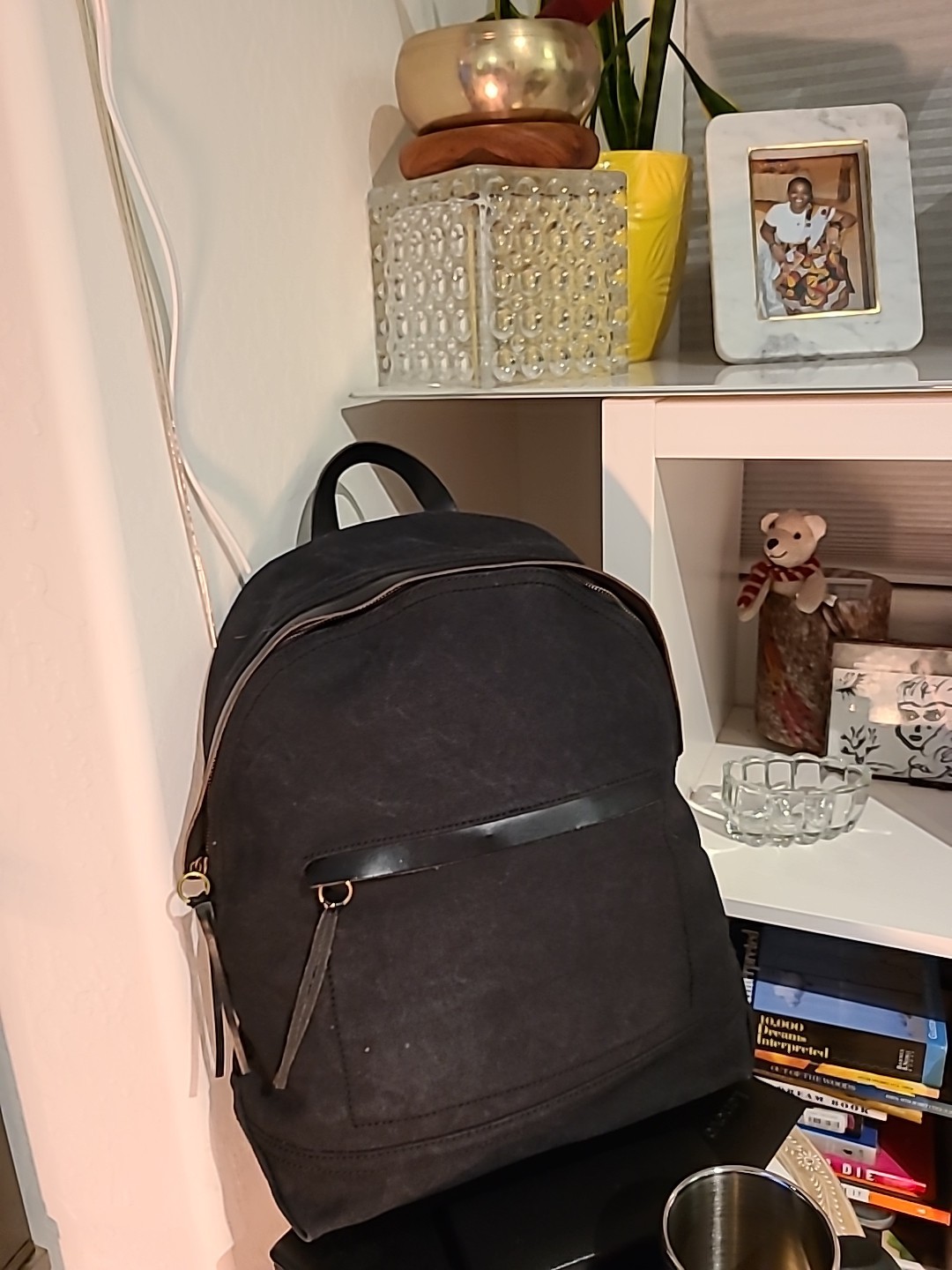 Madwell The Charleston Canvas Backpack Carhartt Material black on black leather