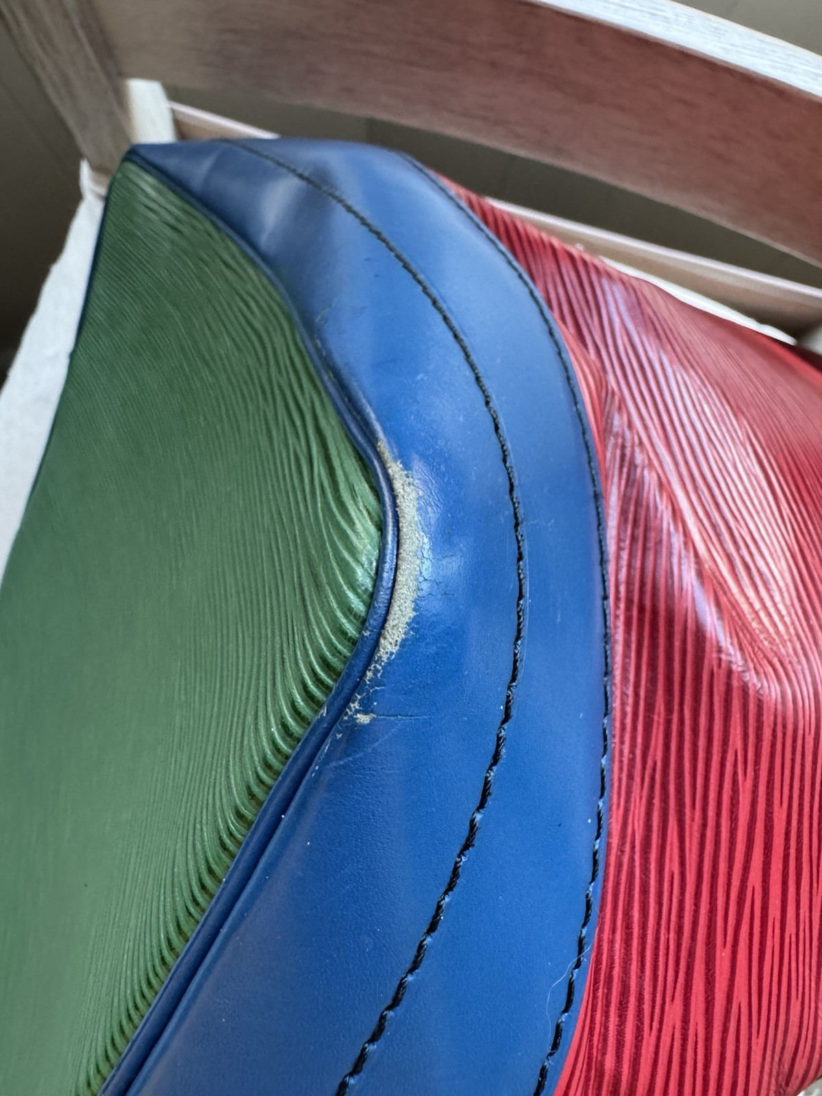 Louis Vuitton Authentic Large Epi Leather Noe GM In Blue, Red And Green