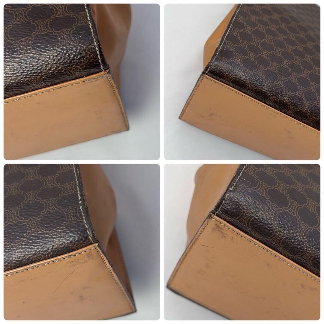 CELINE Top Handle Bag Macadam Triomphe Brown Vintage Authentic From Japan