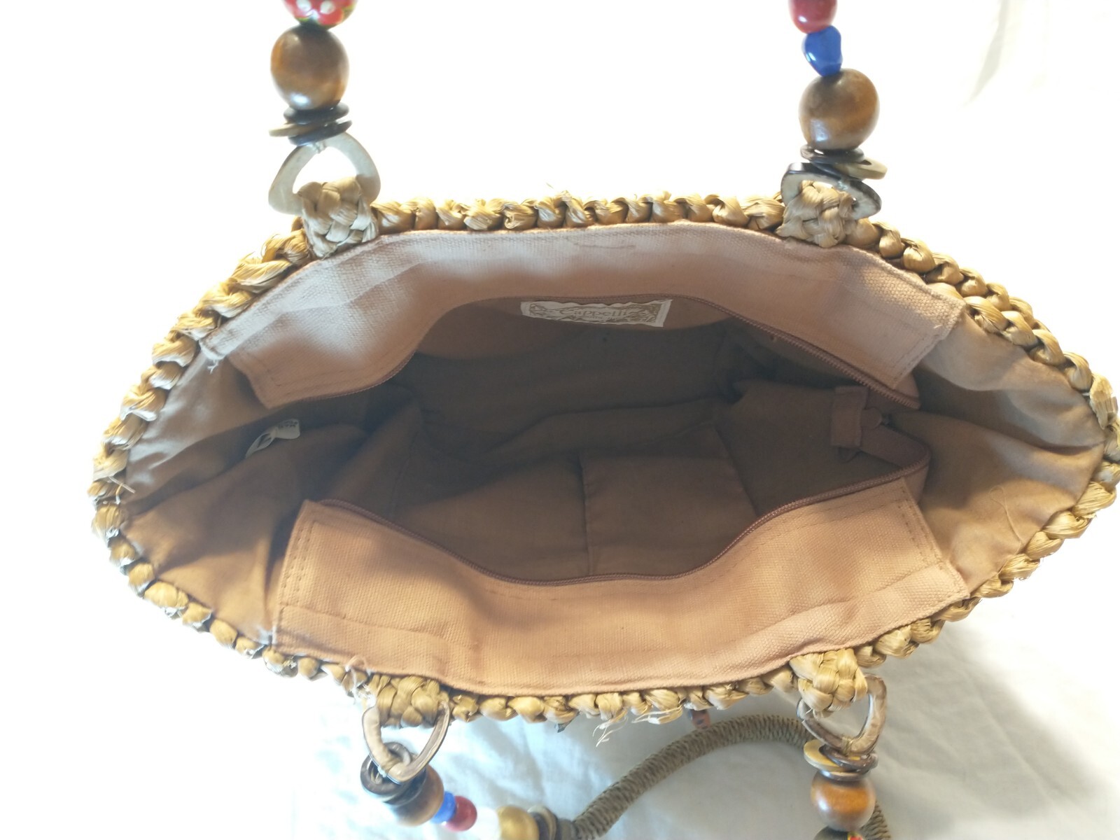 Cappelli Straworld Straw African Safari Shoulder Bag Animals Tote Purse Handbag
