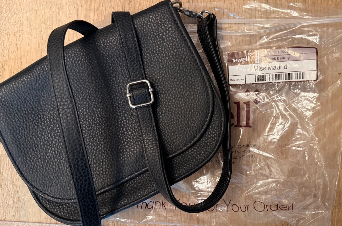 NEW Thirty-One Jewel Crossbody Purse Black Vegan Leather Convertible