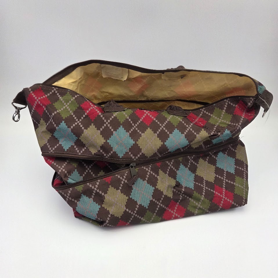 Thirty-One Expandable Utility Tote & Mini Carry-All Argyle Brown Multicolor Set