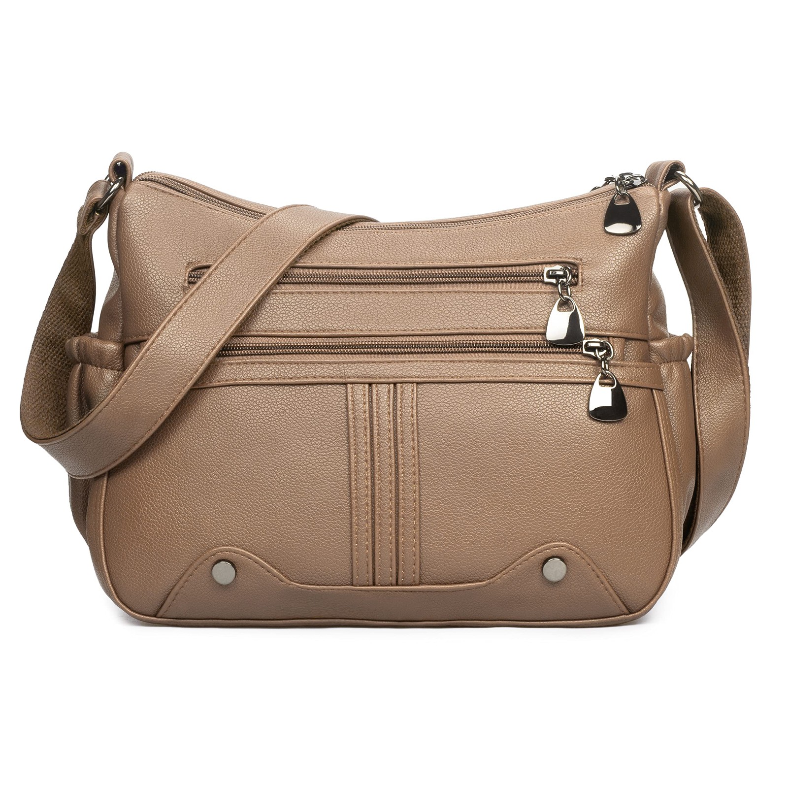 Women Soft PU Leather Shoulder Handbag Multi Pocket Crossbody Bag Ladies Medi…