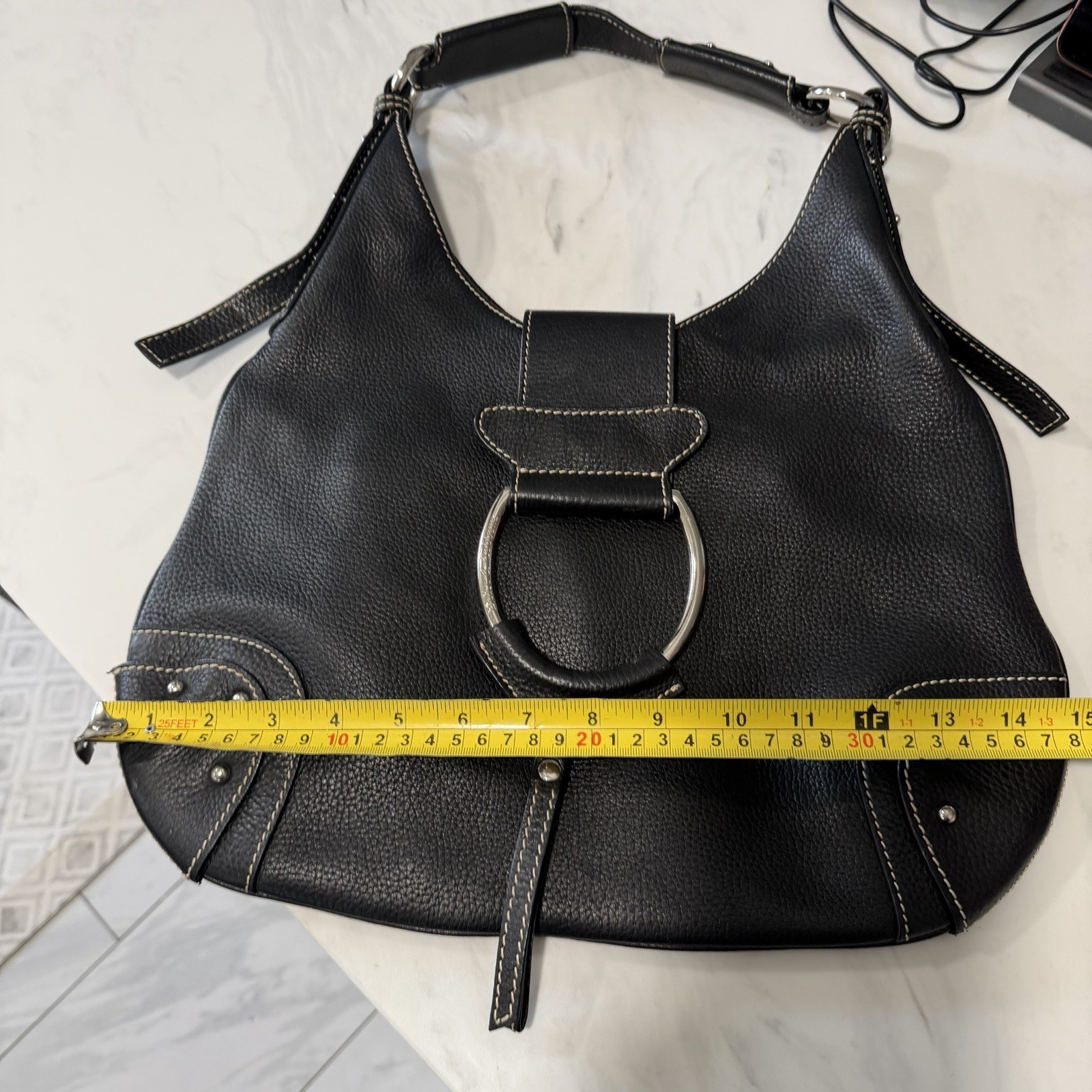 DOLCE & GABBANA Lea Black Leather Pebble Shoulder Bag Made In Italy VGUC!