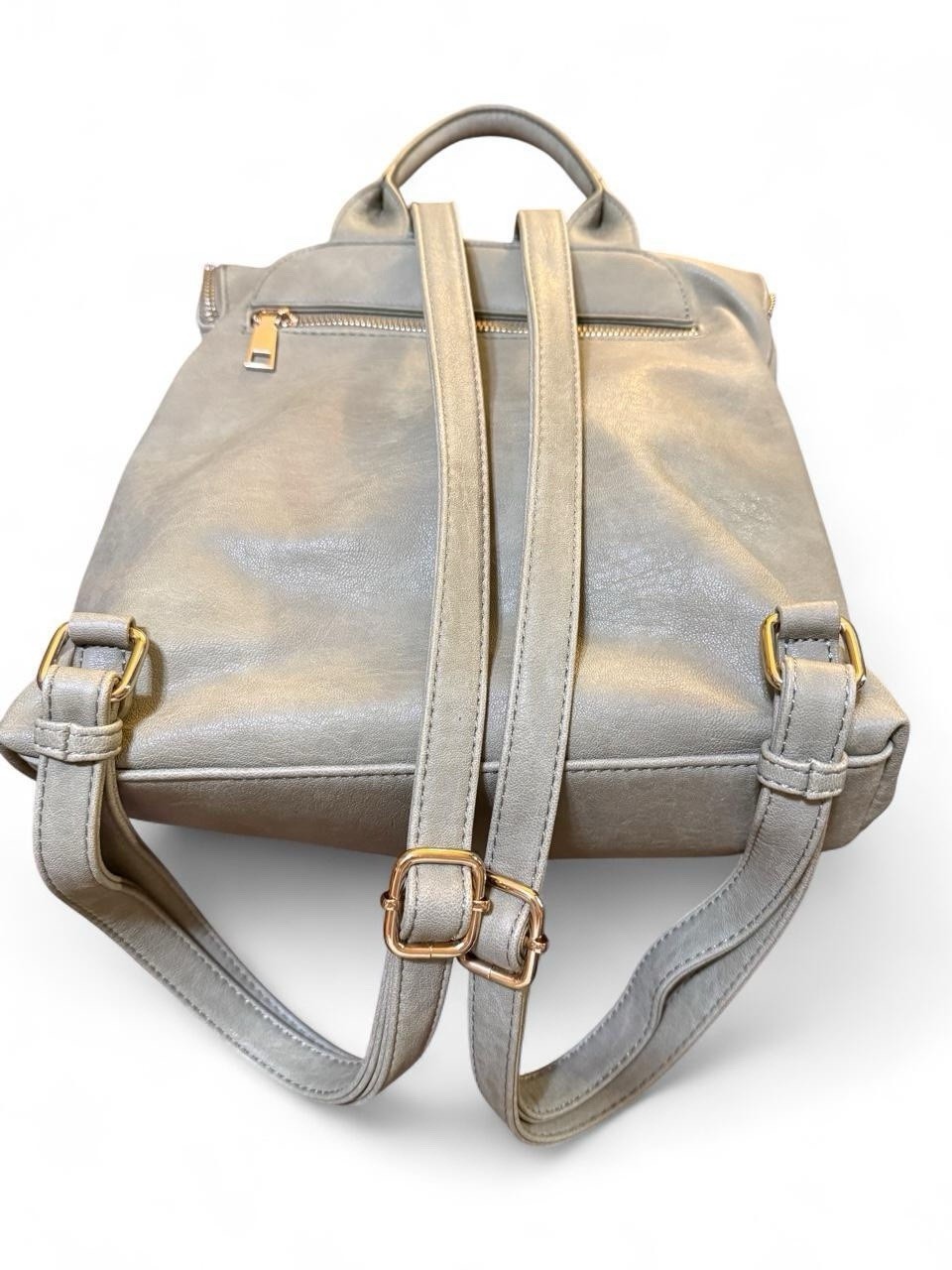 Miztique Gray Backpack Purse, Tassel Zip, Gold Hardware, Detachable Strap
