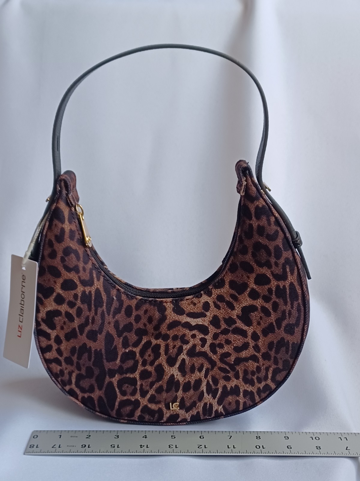 Liz Claiborne Leopard Animal Print Crescent Shoulder Bag