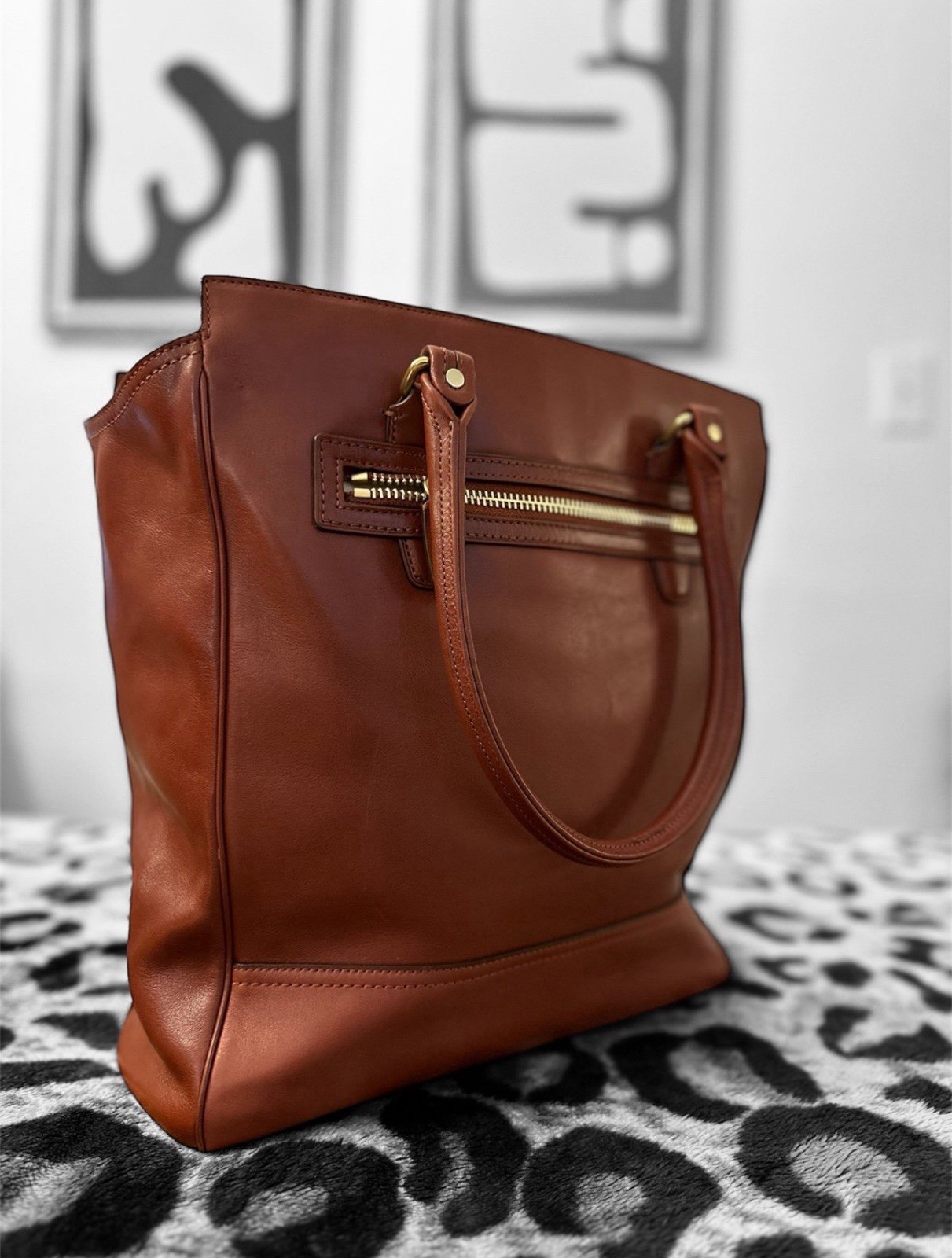 AUTHENTIC COACH LEGACY LEATHER LARGE TOTE COGNAC #19924