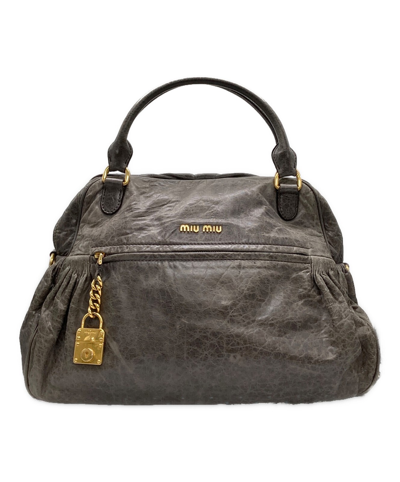 Miu Miu 2-Way RR1424 Gray Shoulder Bag #TFB4390