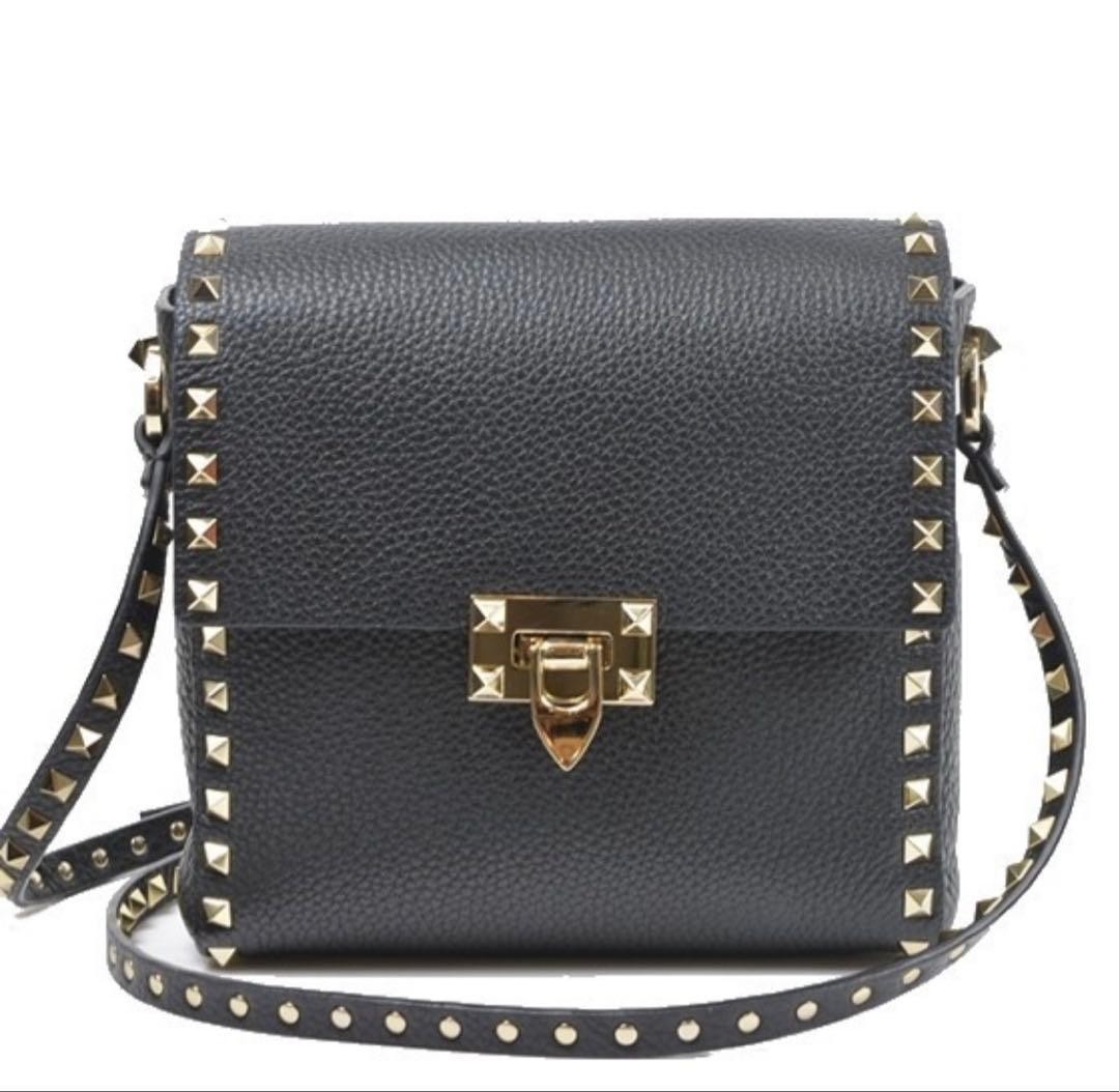 Valentino Garavani Rockstud Crossbody Grained Leather Bag 7.9×8.1×2.8 inch TW2B