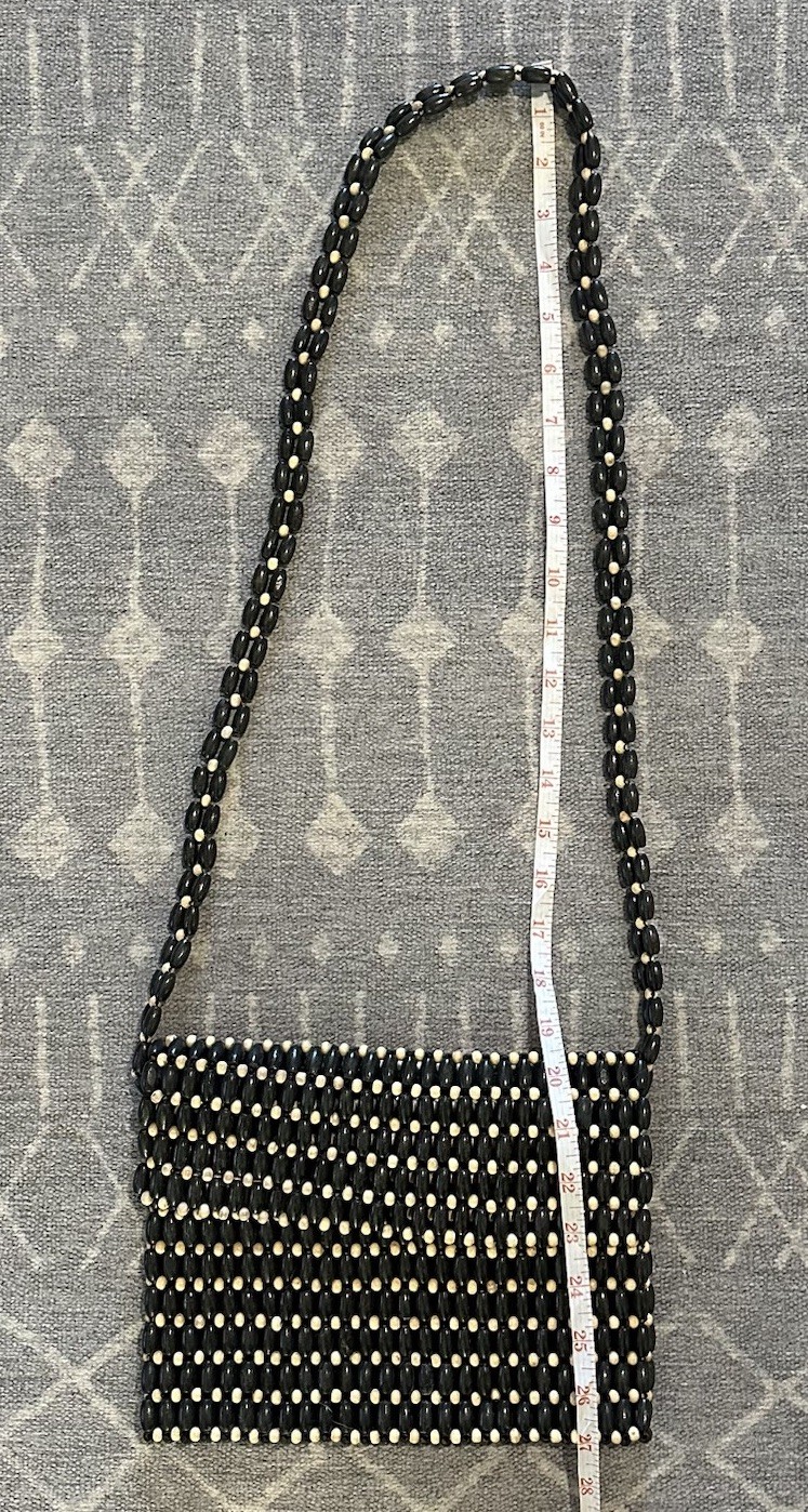 Sigrid Olsen Black Wood Beaded Women’s Crossbody Bag Spring, Summer, Handcrafted