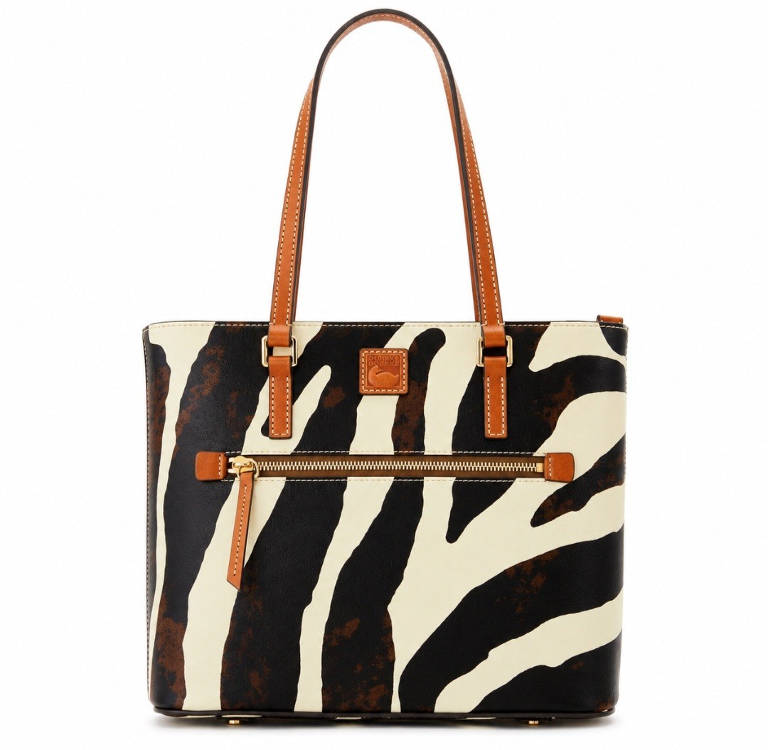 NWT Dooney & Bourke Zebra Leather Large Shopper Tote Full Grain