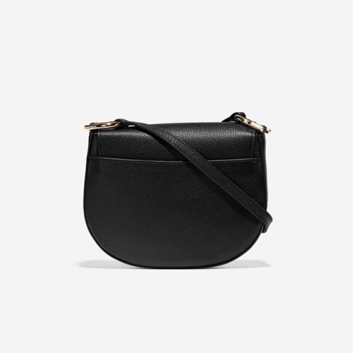 Cole Haan Grand Series black pebble leather crossbody saddle bag