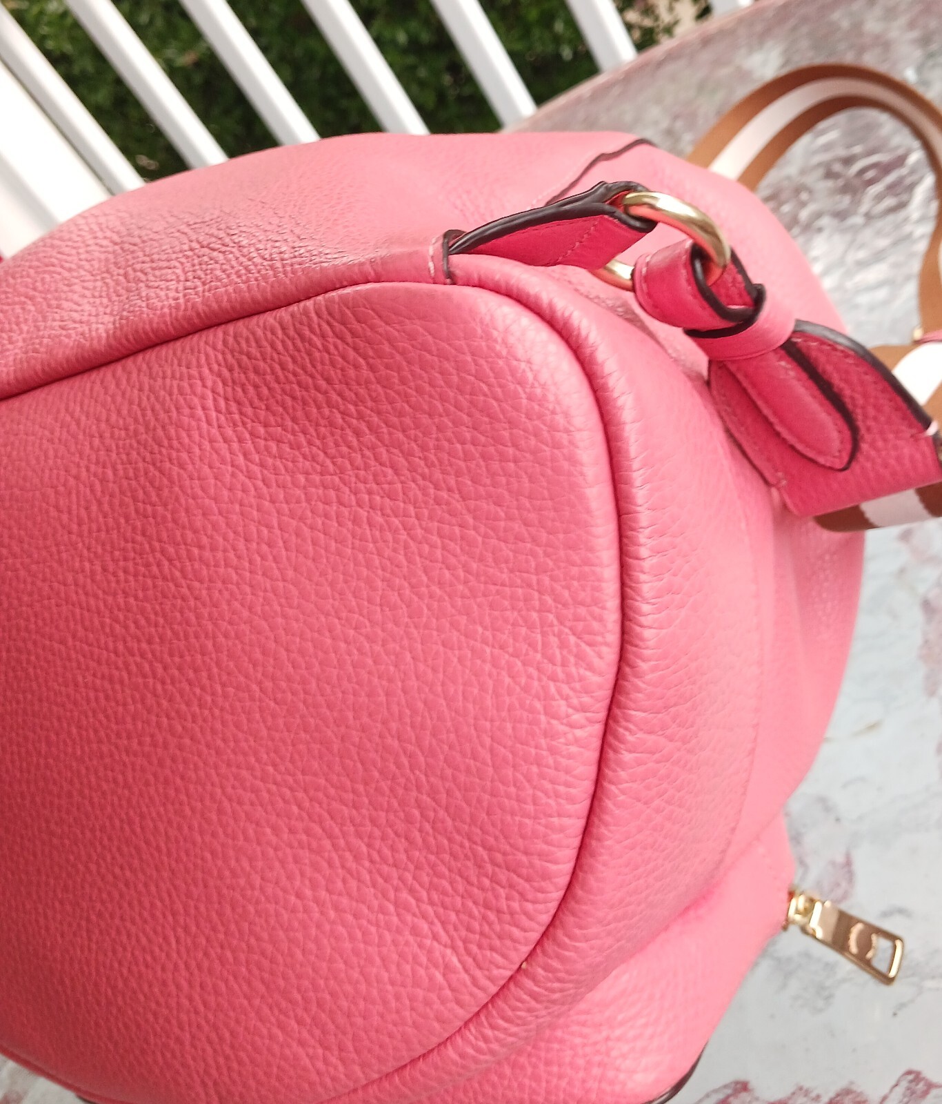 Coach 90399 Jes Horse & Carriage Logo Embossed Bright Coral Pink Backpack