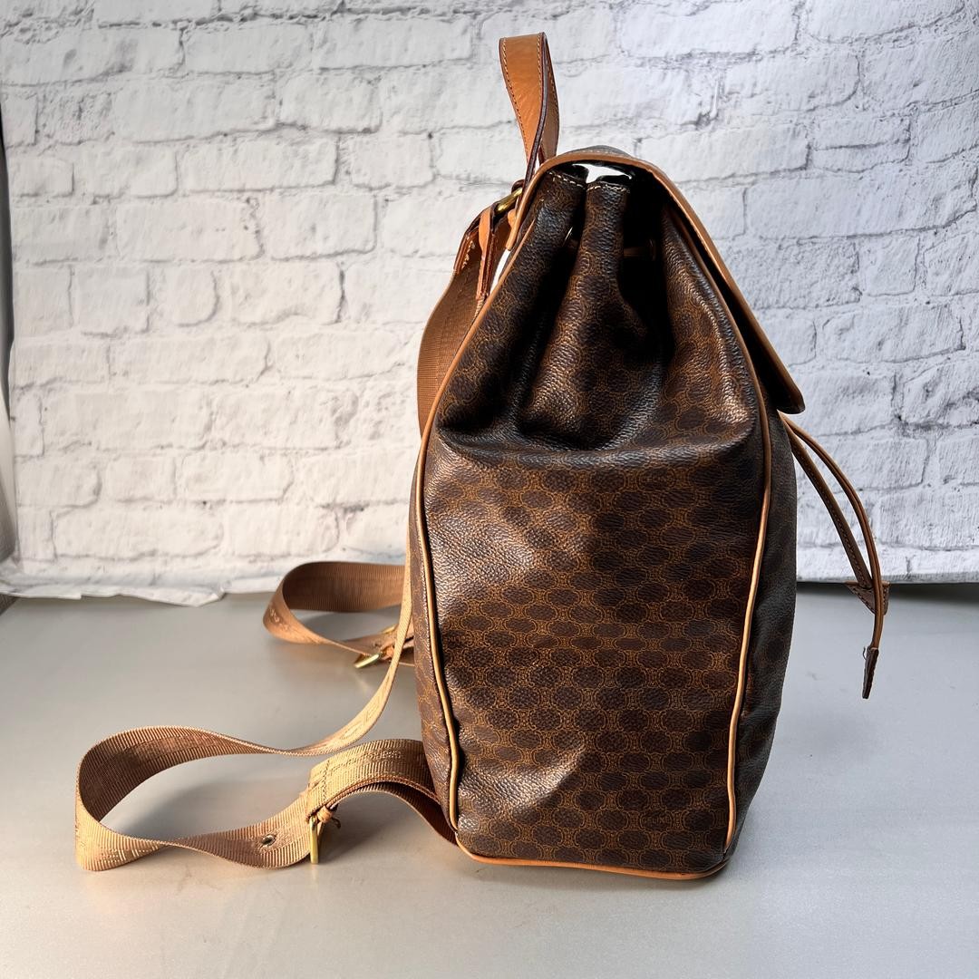 CELINE Macadam Leather Backpack Brown Authentic Vintage Bag