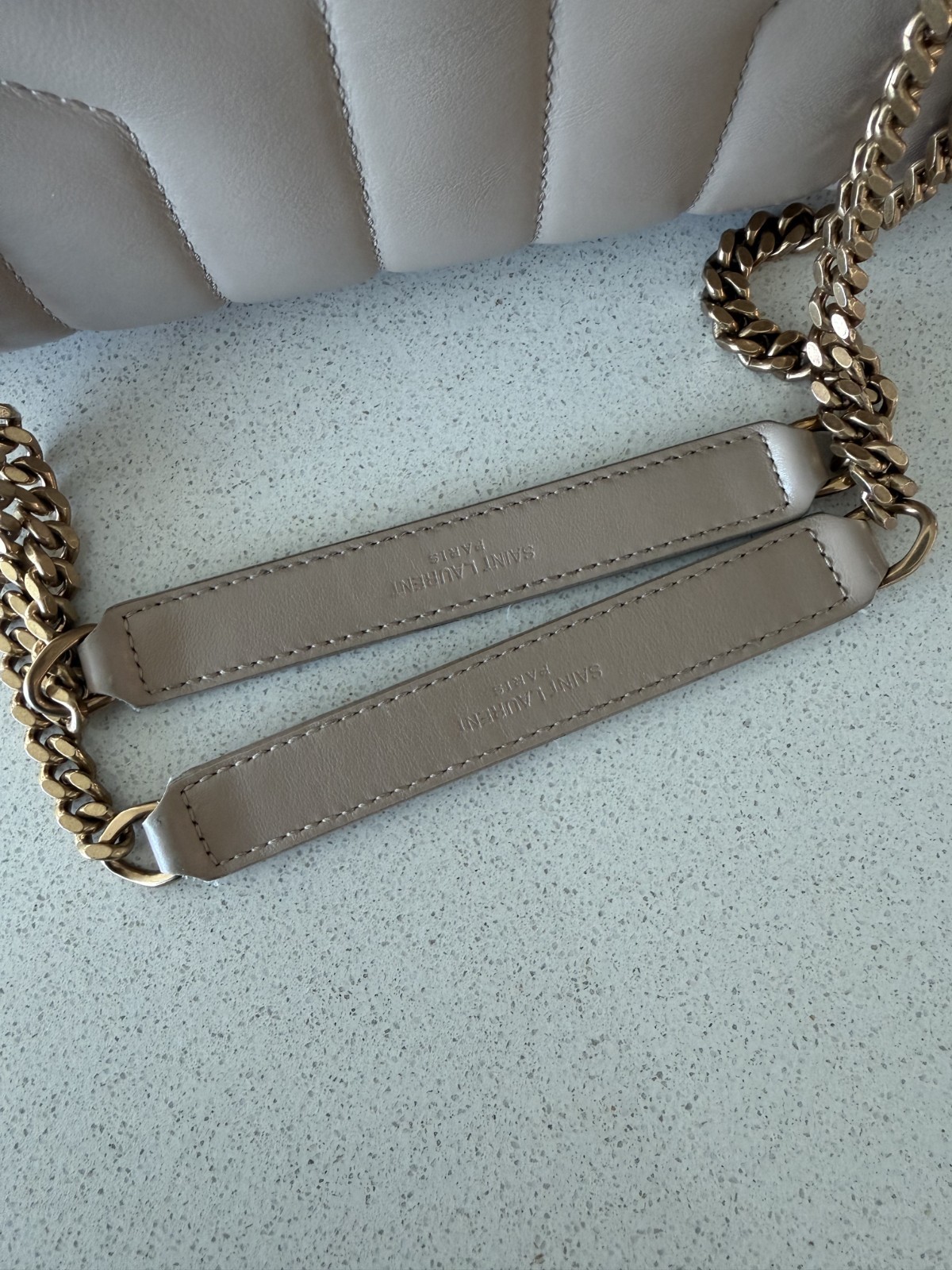 YSL Saint Laurent Loulou Shoulder Bag Small Beige Leather AUTHENTIC