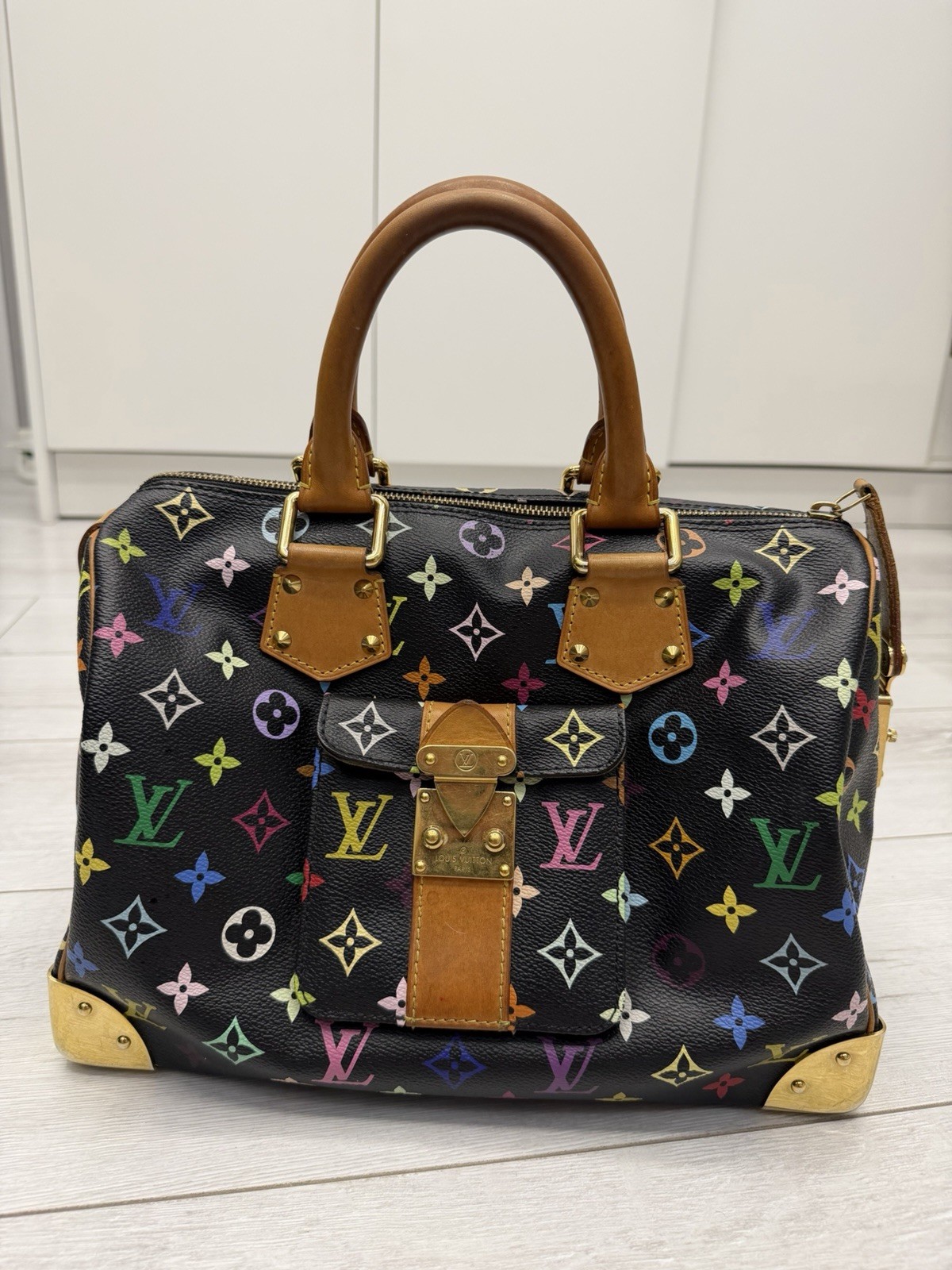 Louis Vuitton Х Takashi Murakami Black Multicolor Speedy Handbag Tote Bag