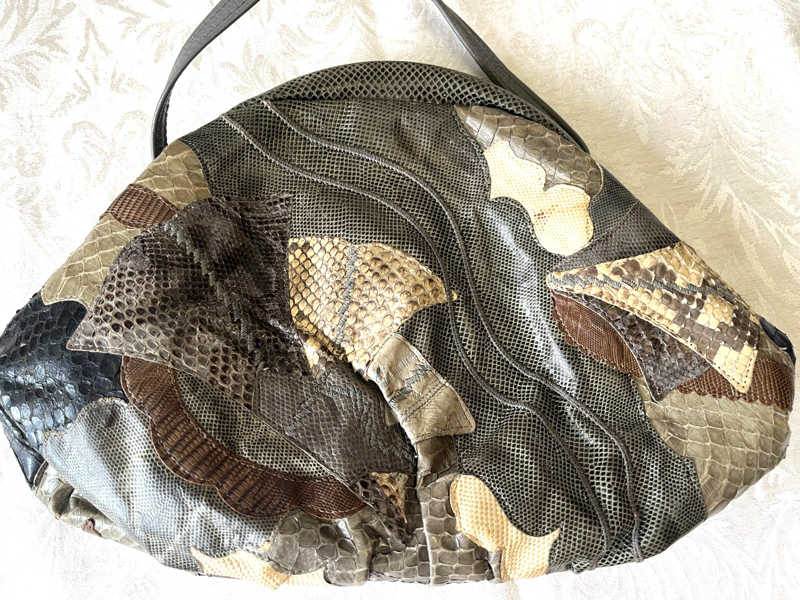 VTG ’80s CARLO FIORI of Italy Snakeskin Exotic Leather Tassel Shoulder Bag Purse