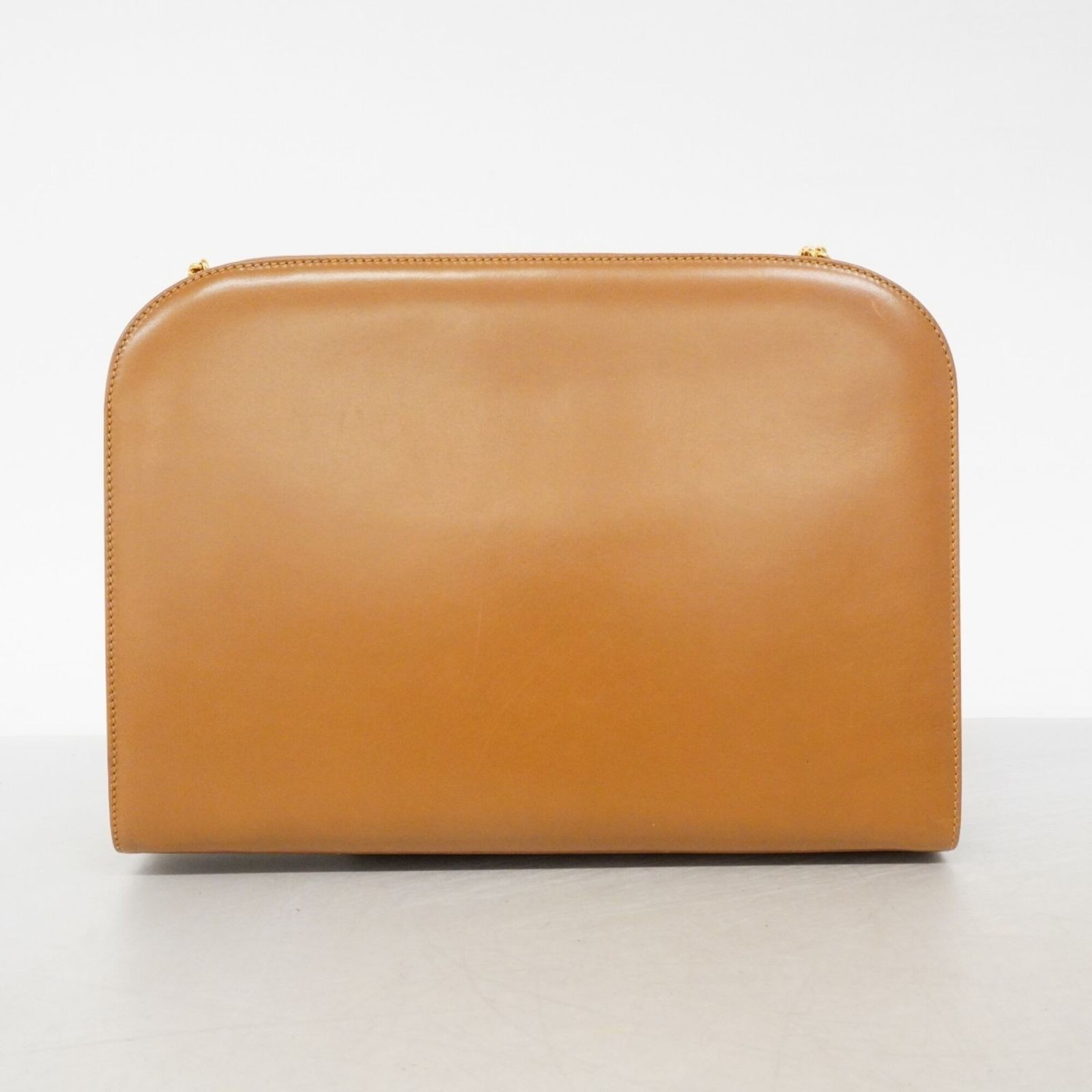 Authentic Salvatore Ferragamo Brown Leather Gancini Shoulder Bag 8.7in × 10.8in