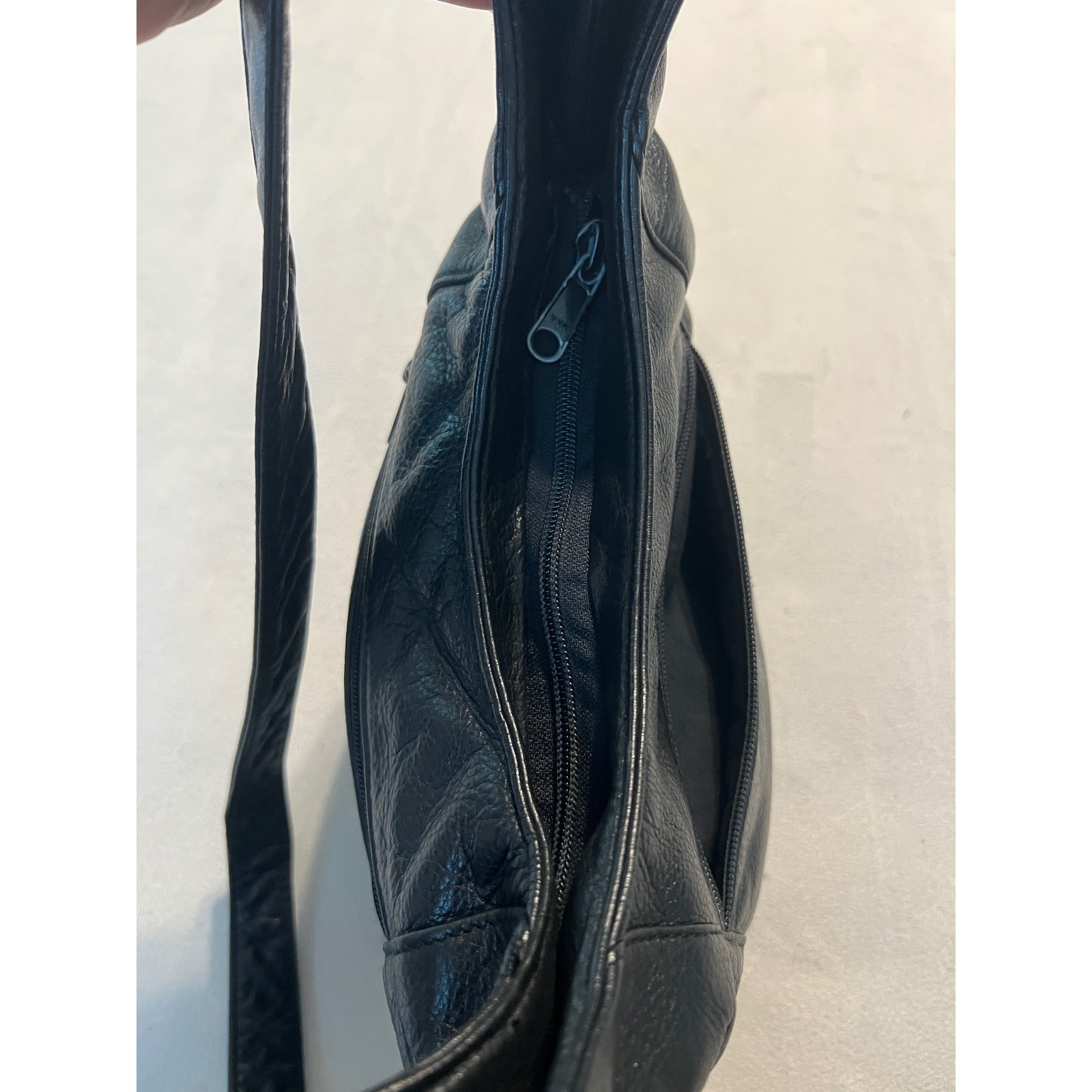 Dawli Vintage Black Genuine Leather Hobo Shoulder Bag Made in USA Minimalist