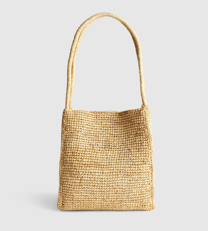 The Lexington Small Tote in Raffia Woven Straw Top Handle Shoulder Handbag