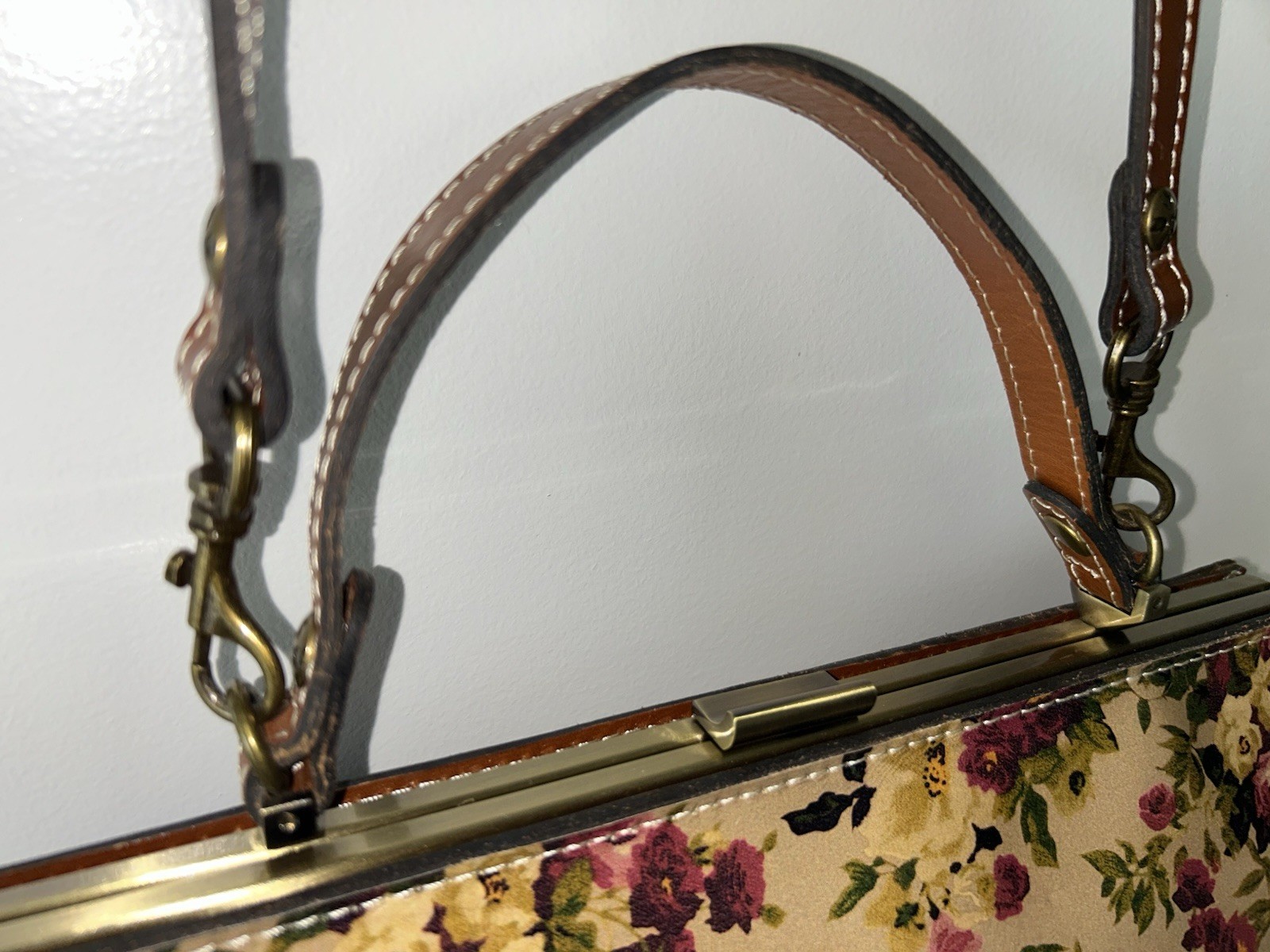 PATRICIA NASH Antique Rose Leather Trim Metal Clasp FERRARA Satchel Purse
