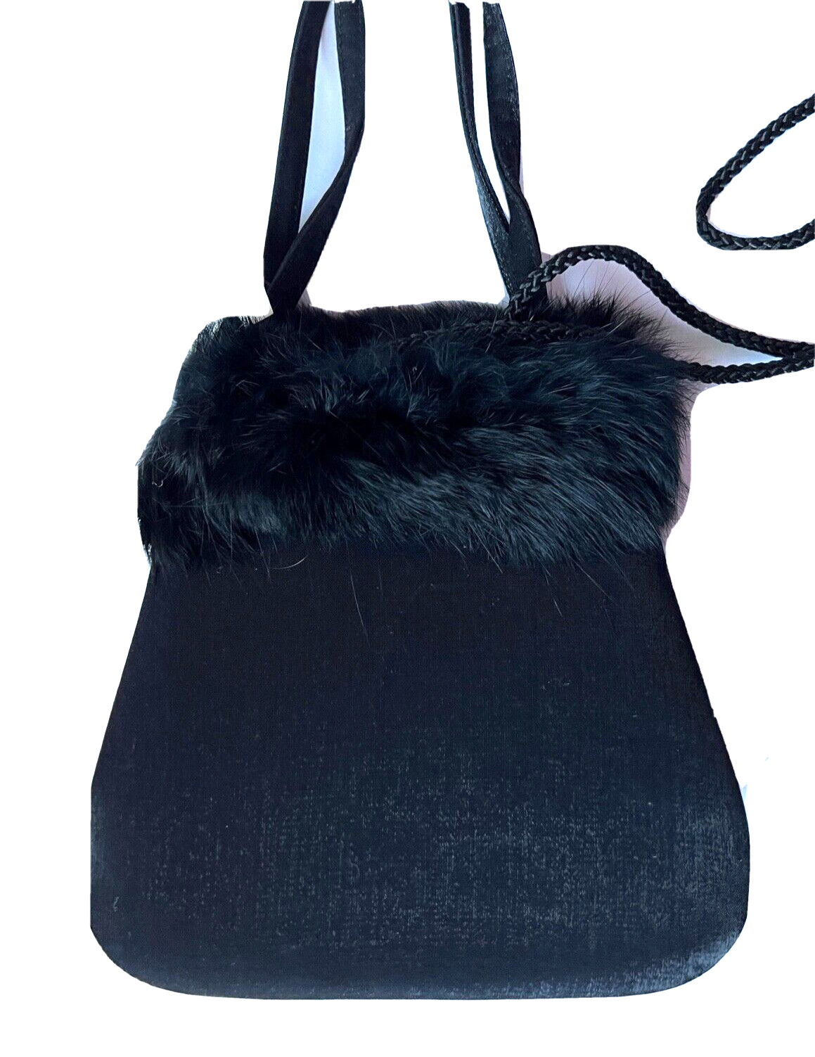Shoulder Bag/Evening Bag/Purse Rayon blended Size 6.25”W x 6”H x 2”D Color Black