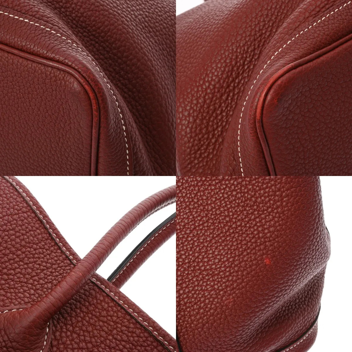 Hermes Garden Party PM Handbag Negonda Leather Red #WB4825