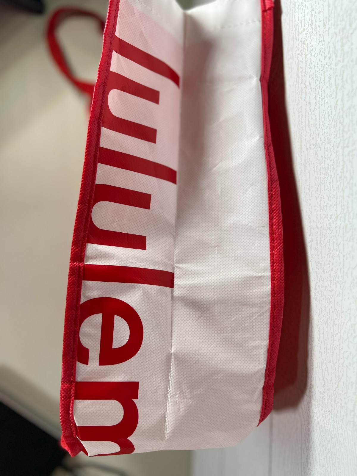 Lululemon Resuable Plastic Bag Red 16 Height by 14 Wide (about 4-5 inches depth)