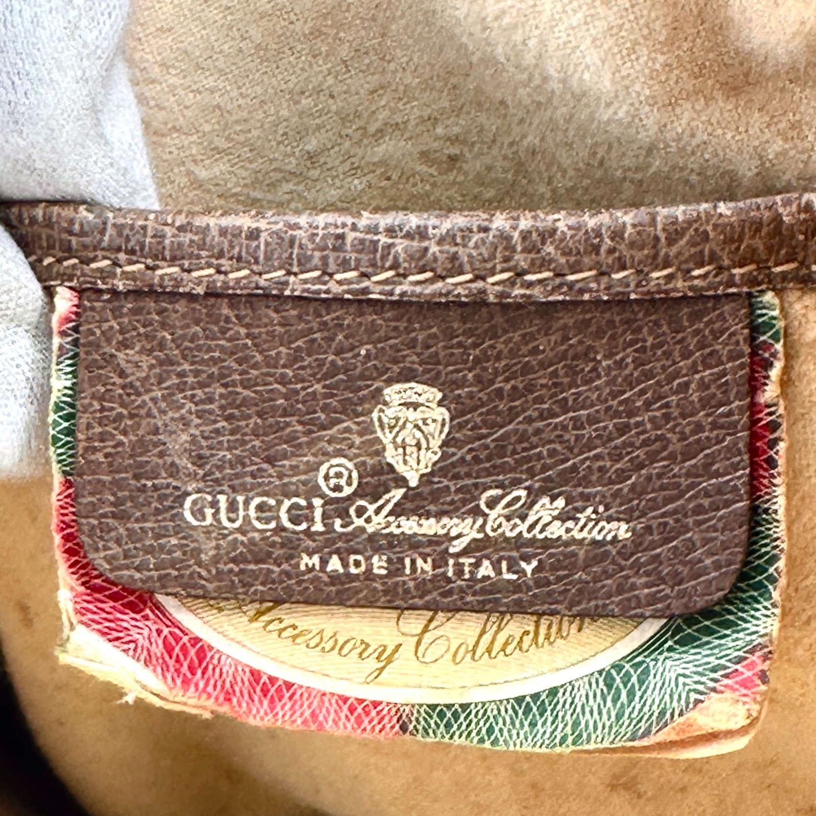 Vintage Gucci Sherry GG PVC Leather Shoulder Drawstring Hand Bag Brown 41 02 034