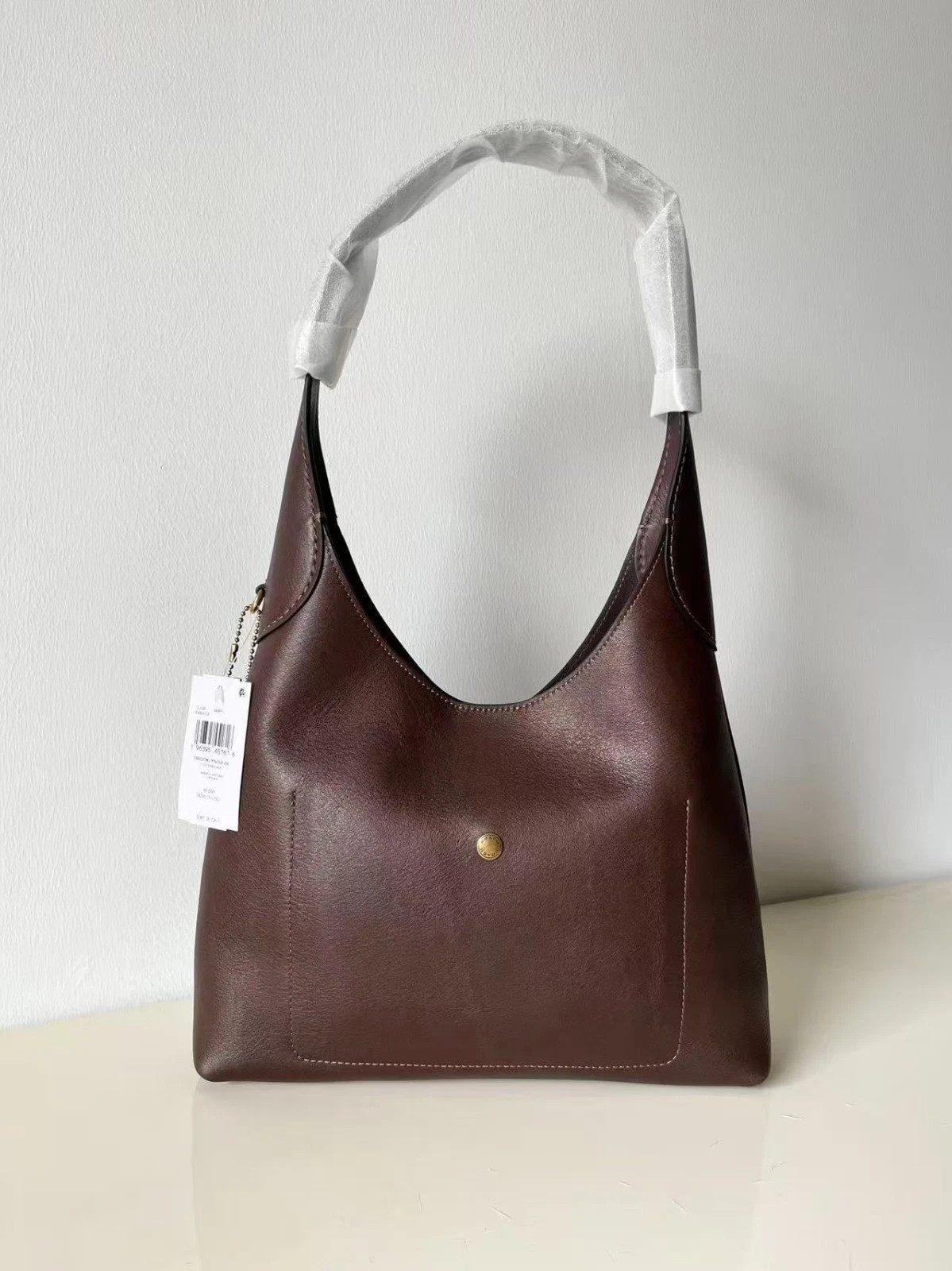 COACH CU068 New Brooklyn Shoulder Bag 28 Leather Maple Free shipping