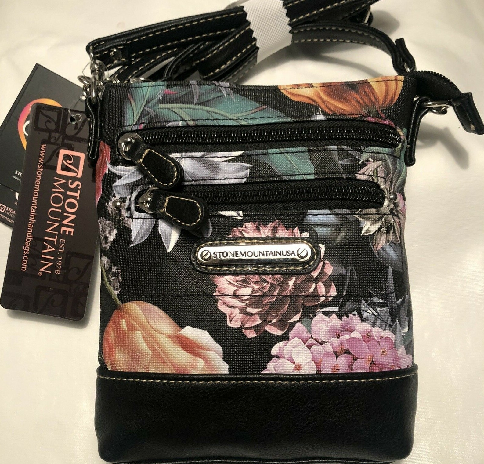 Stone Mountain 3 Bagger Convertible Crossbody Wristlet Clutch BLACK FLORAL $59