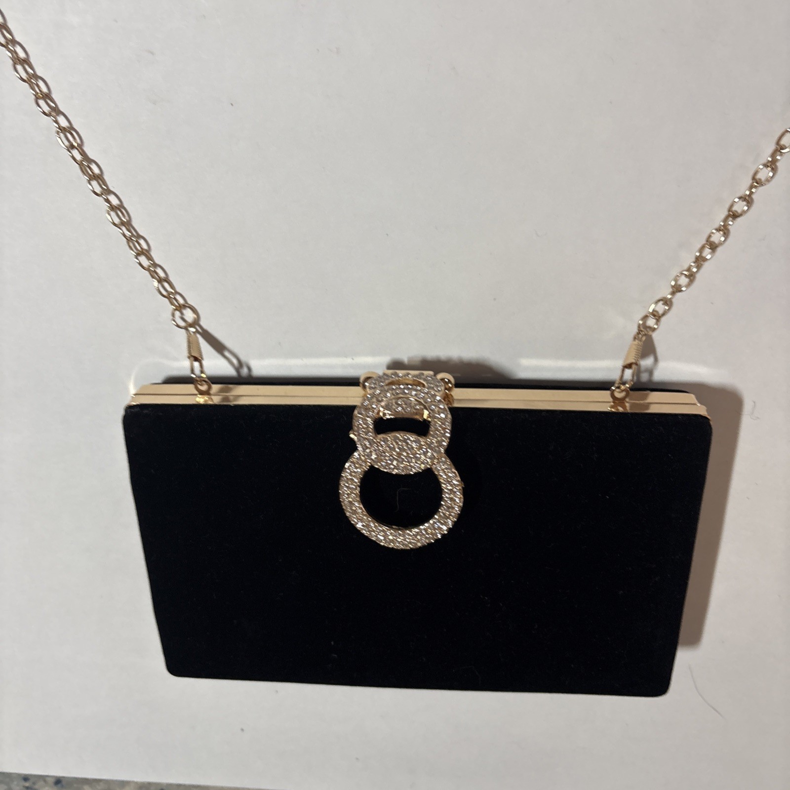 Rhinestone Handbag Clutch Shoulder Strap Black Prom Wedding Casual Formal