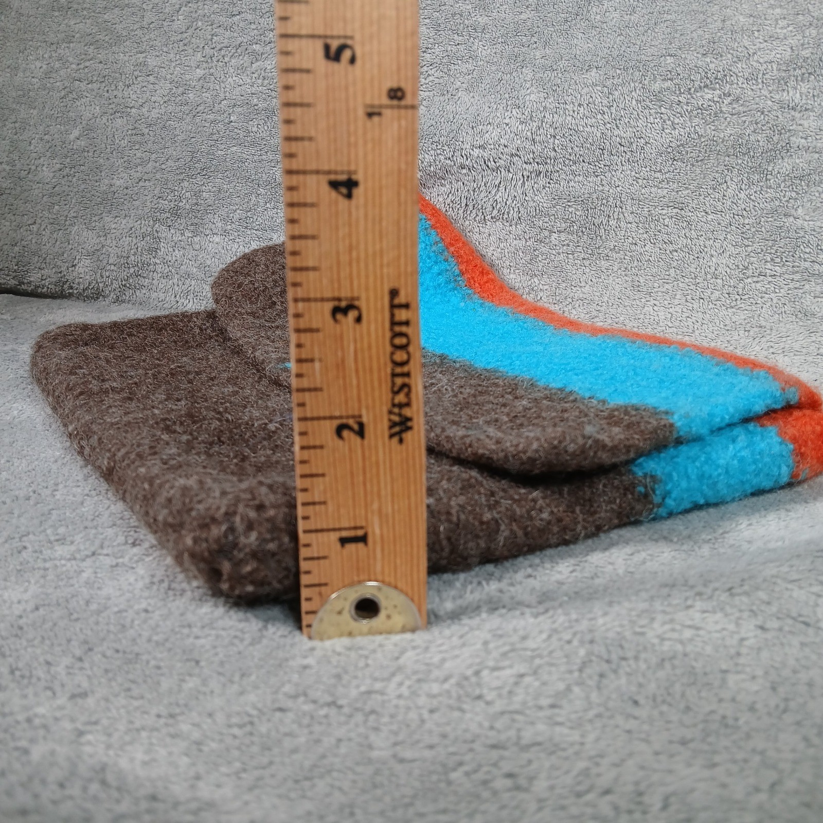 Felted Wool Clutch Bag Women’s Small Brown Blue Orange Boho Peace Sign