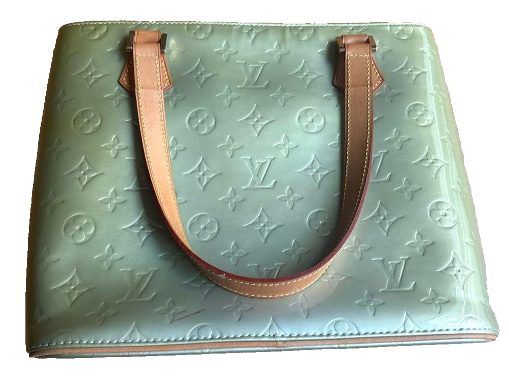 Auth LOUIS VUITTON Vernis Houston Tote Bag Silver Monogram Handbag TH1000