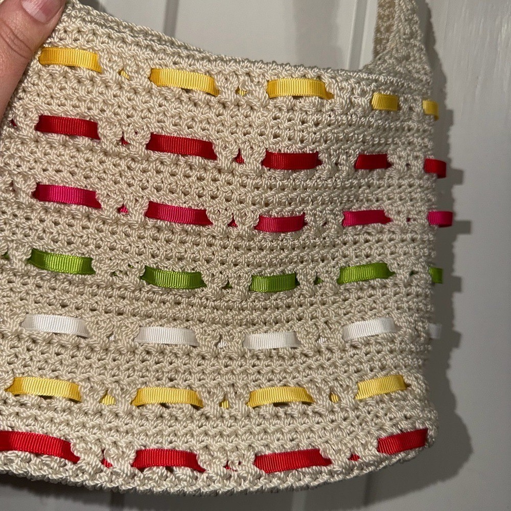 Croft and barrow Multicolor Crochet Shoulder Bag purse satchel cute summer beach