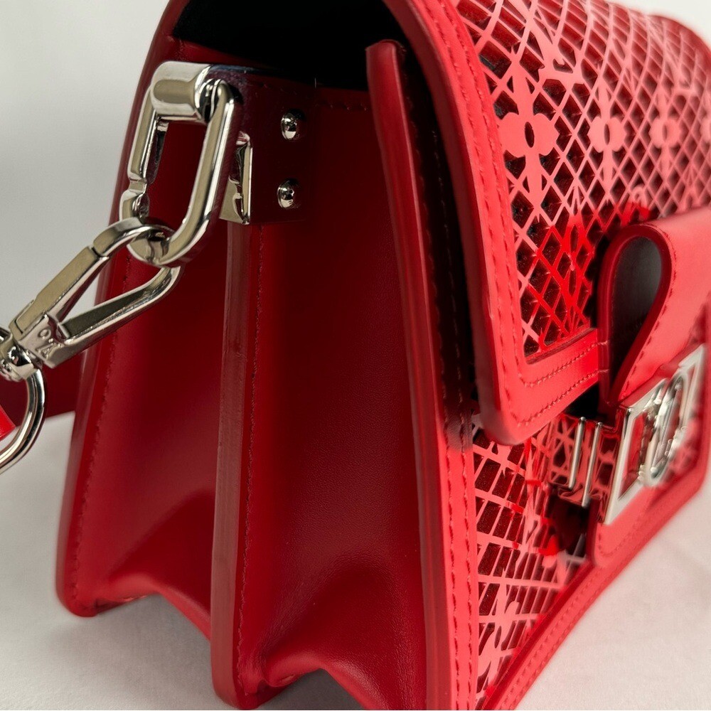 LOUIS VUITTON Mono leather Mesh Dauphine Red Shoulder Bag EUC no callouts