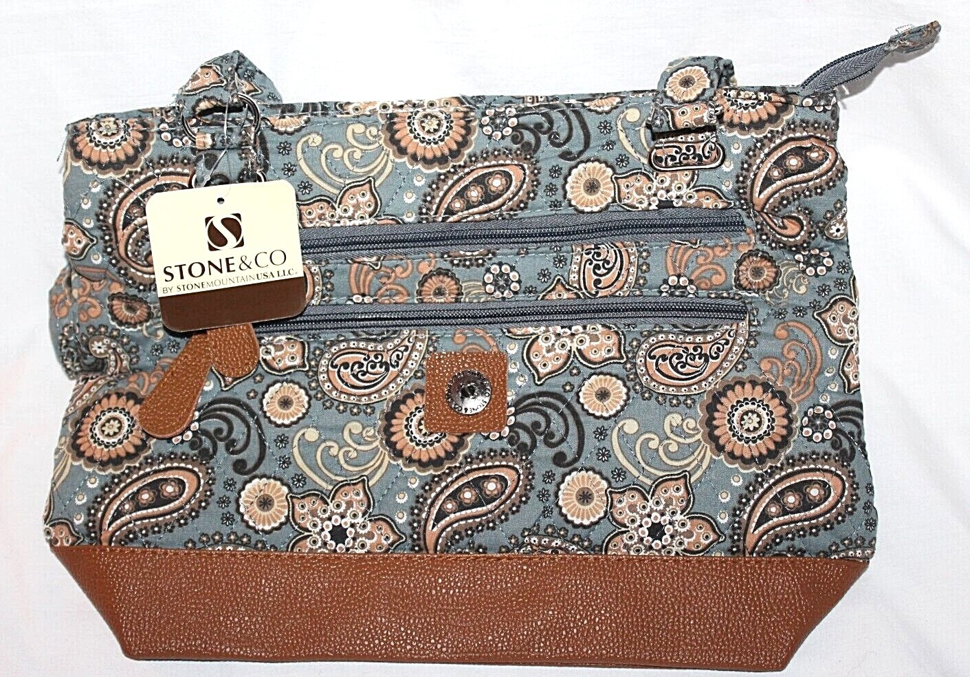Stone & Co Fabric/Faux Leather Zip Closure Handbag – Pick Your Style