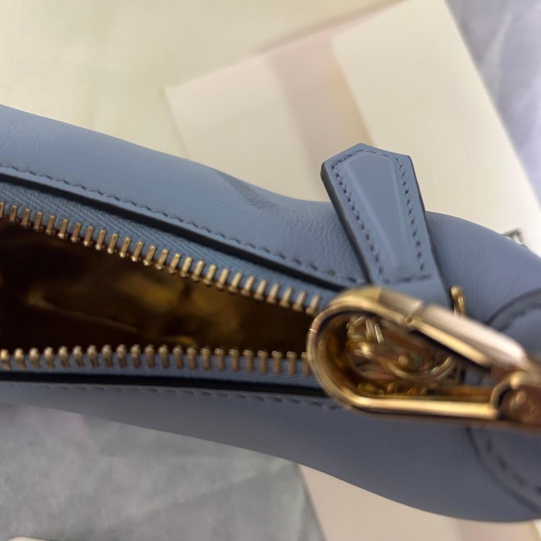 FENDI Nano FendiGraphy Micro Bag Pouch 7AS089 Light Blue Leather Women New Auth