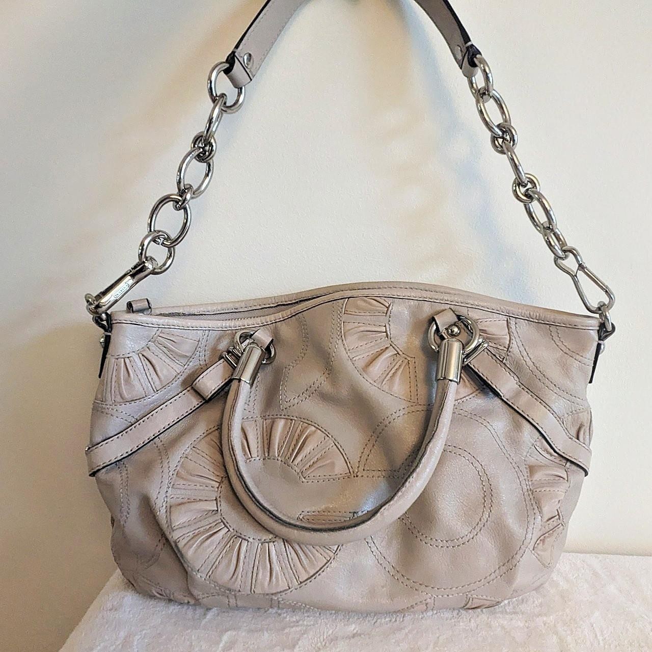 Coach 16356 Madison Embellished Sophia Leather Satchel In A Light Taupe