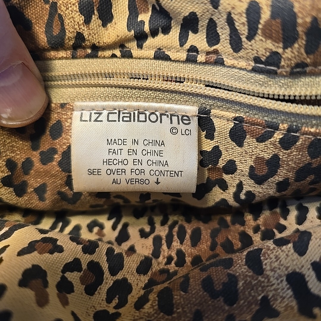 Liz Claiborne 100% Straw Woven Purse w/ Leopard Print Liner 1 Defect In Weaving