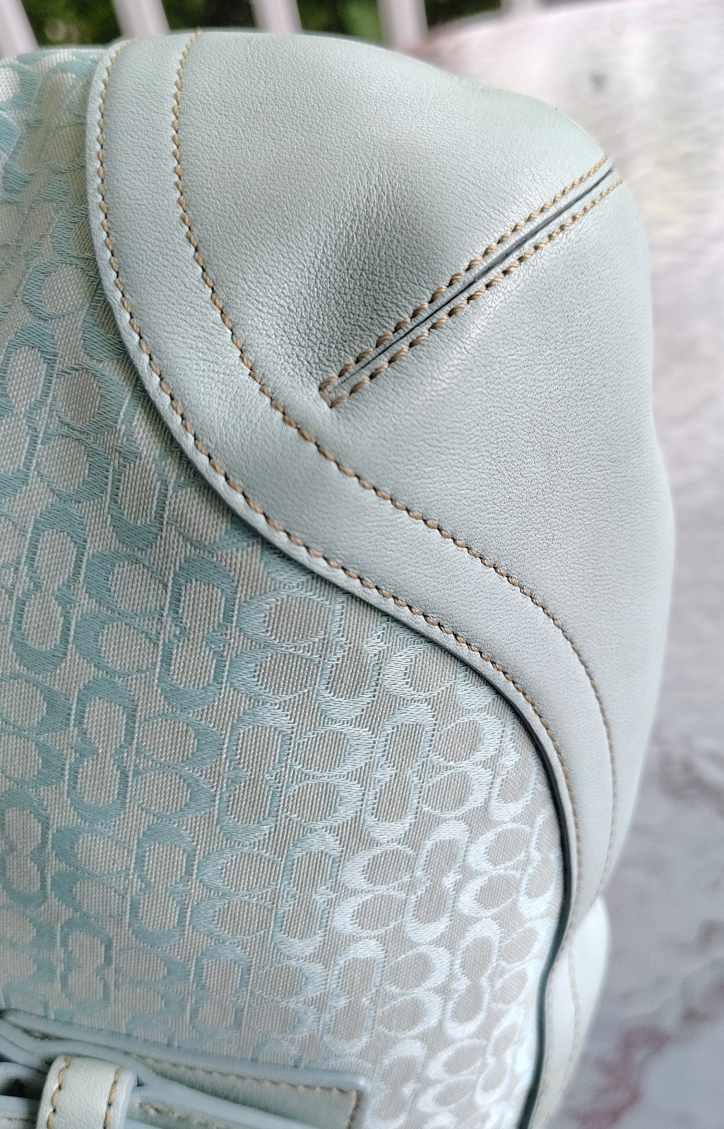 Coach MEDIUM Vintage F06808 Soho Robin Egg Blue Signature C & Leather Bag