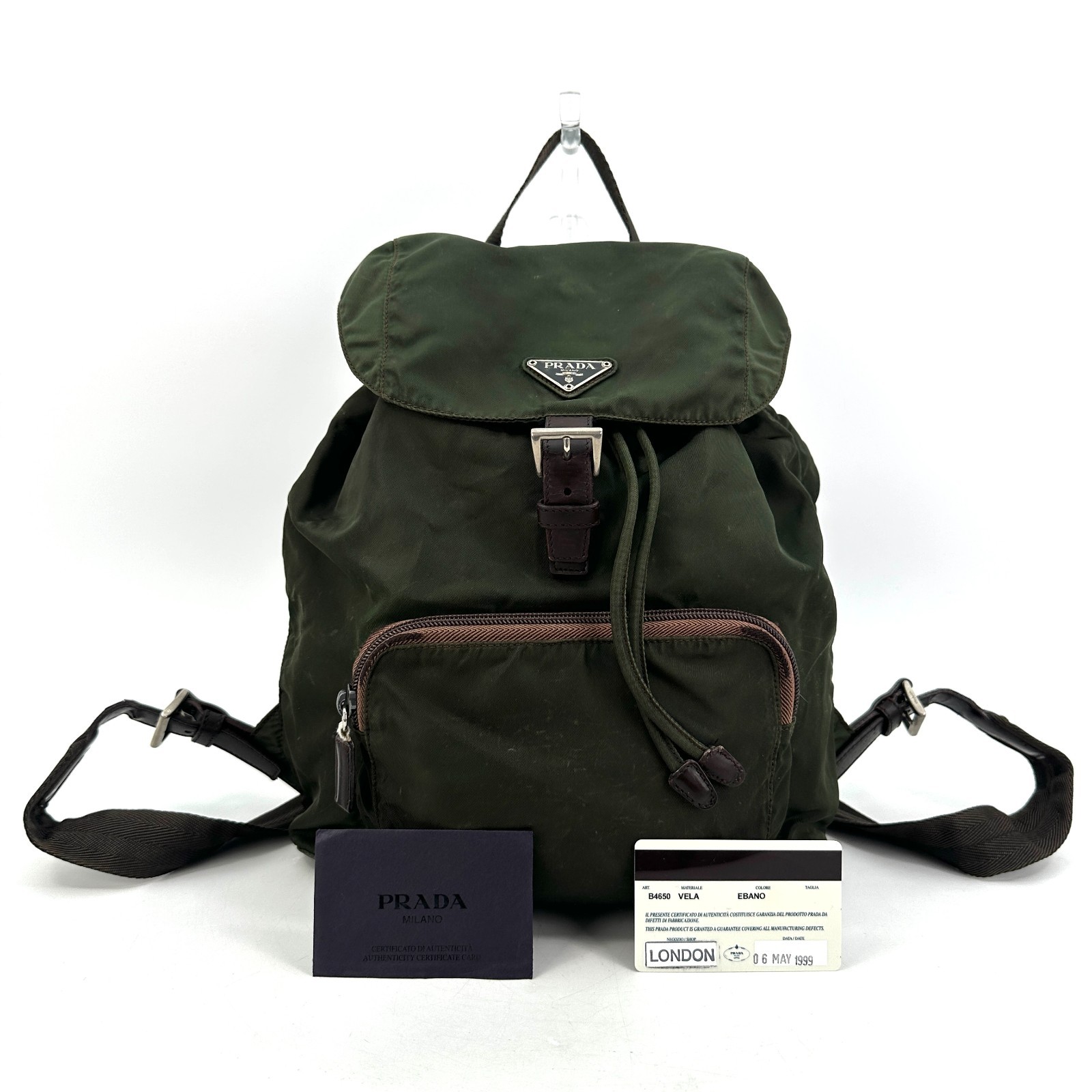 PRADA Nylon Backpack Green Authentic