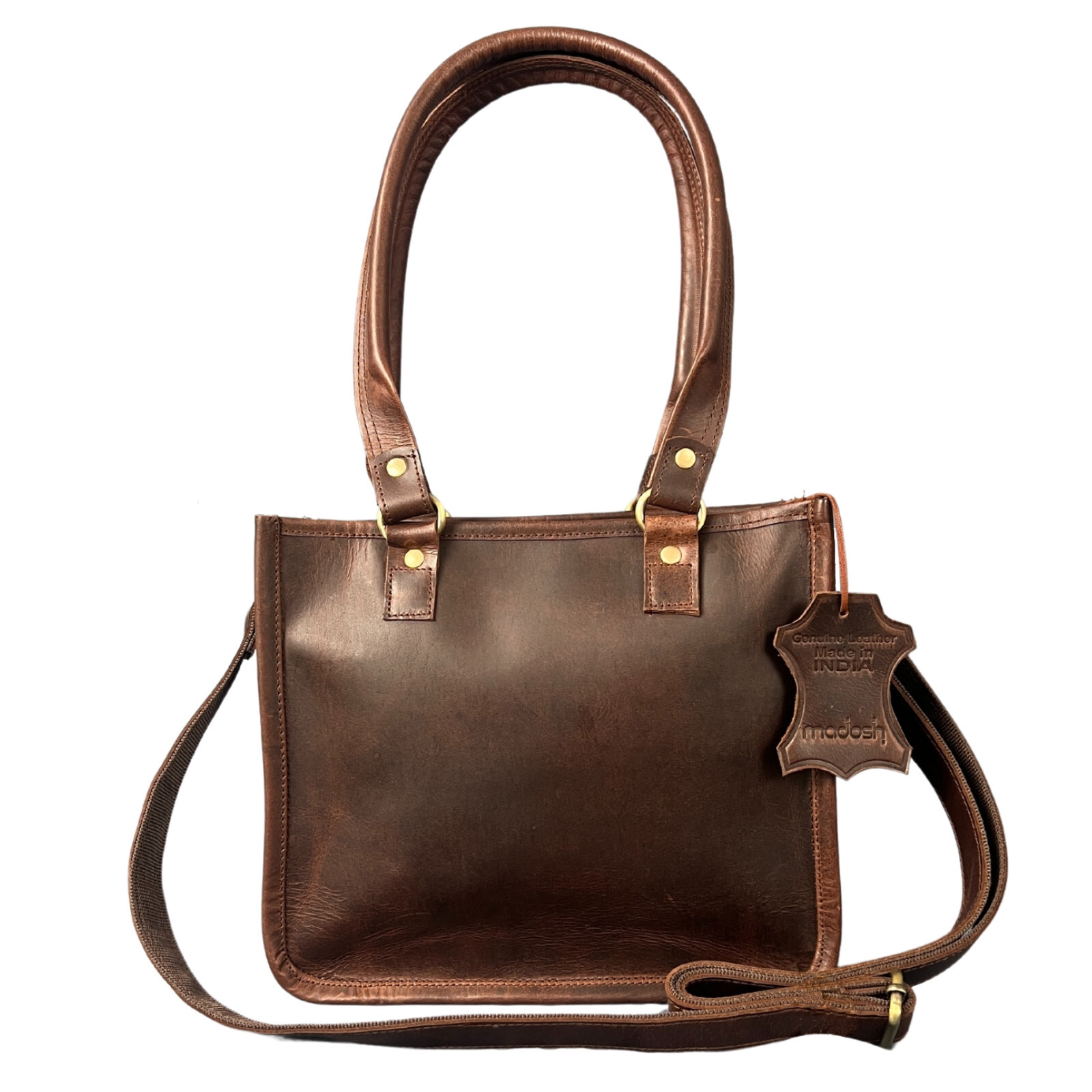 Genuine Leather Top Handle Brown Tote Bag Small Crossbody Sling Satchels Handbag