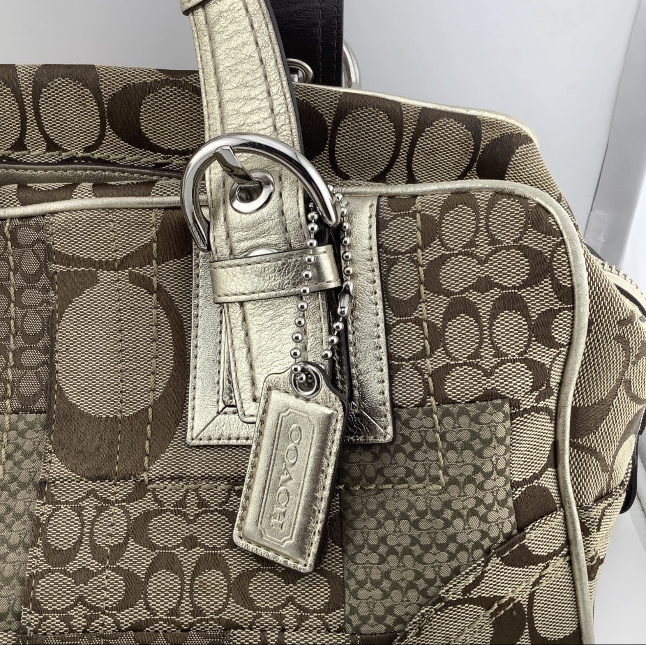 Coach Soho F12317 Signature Patchwork Satchel Mia Vintage Y2K Canvas Metallic