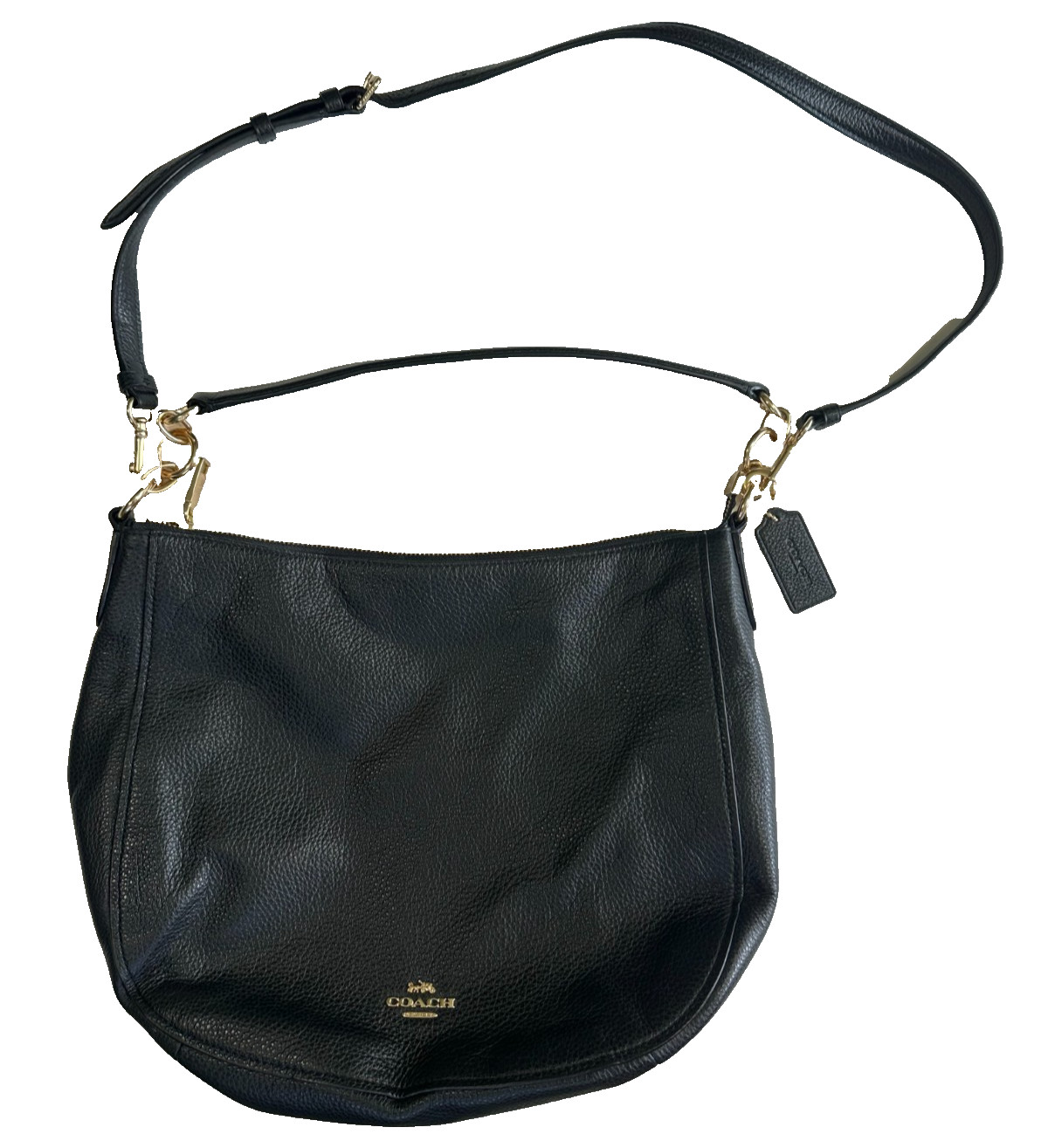 Coach Elle Hobo Pebble Leather Black F31399