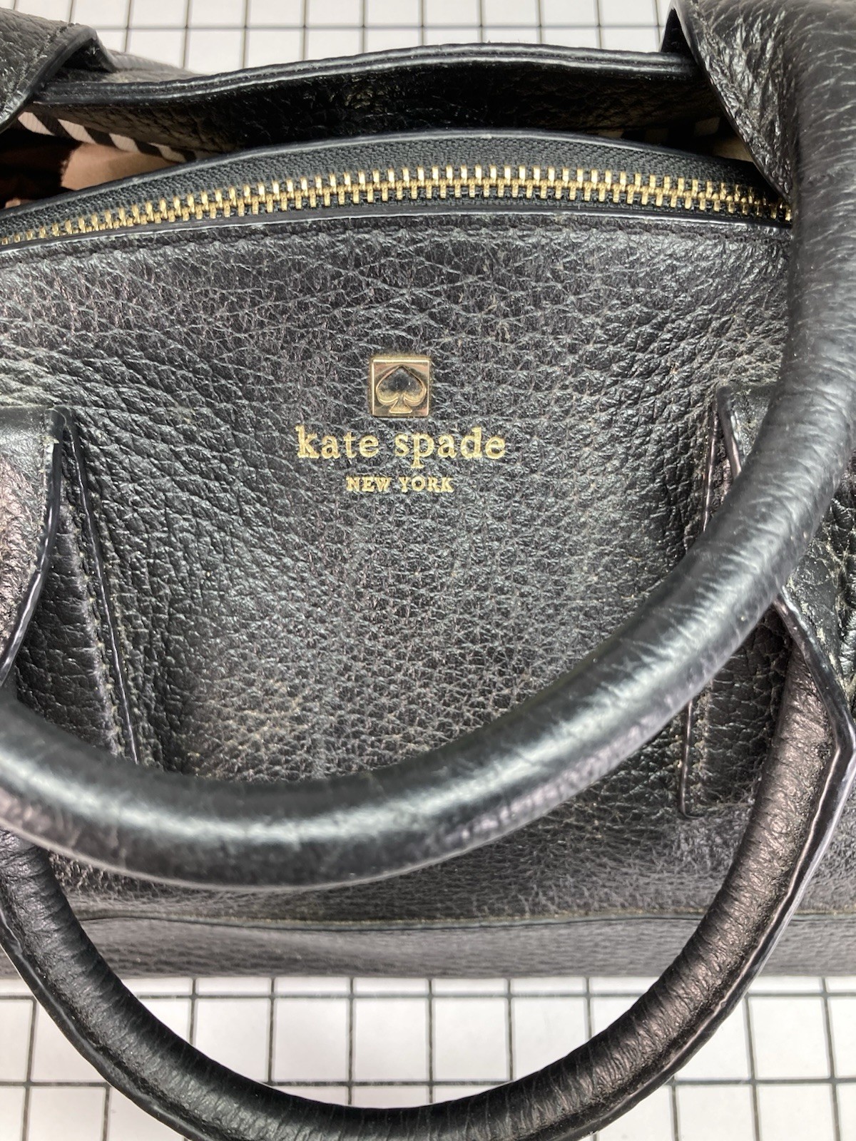 KATE SPADE Black Pebble Leather Bag Satchel Shoulder Strap Missing 14”