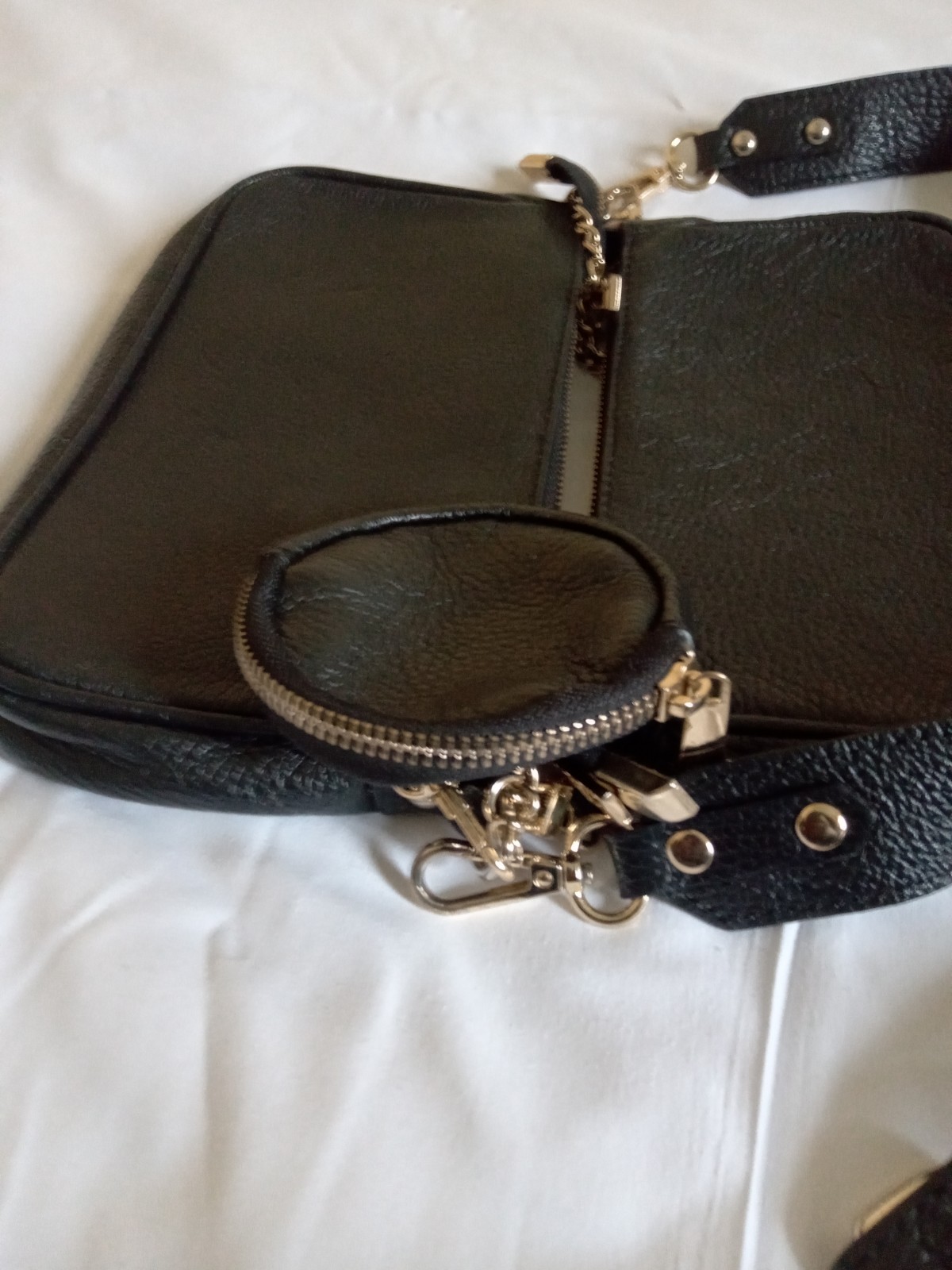 Leather Cross Body Bag With Two Separate Bags Women