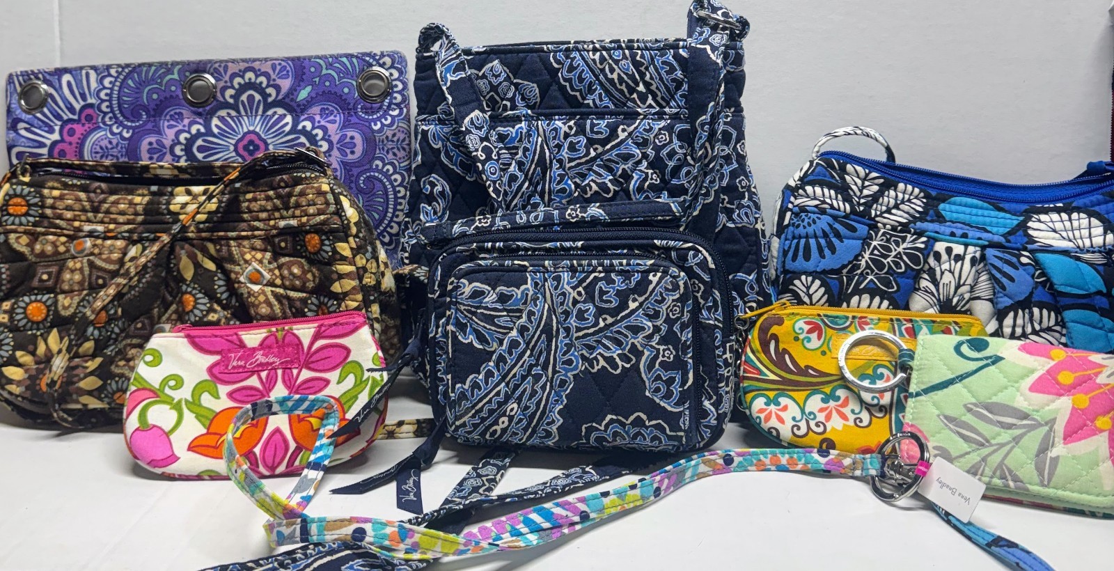 VERA BRADLEY Lot x9 Purse, Coin Purse, Wallet, Keychain, Lanyard Pre Owned Used