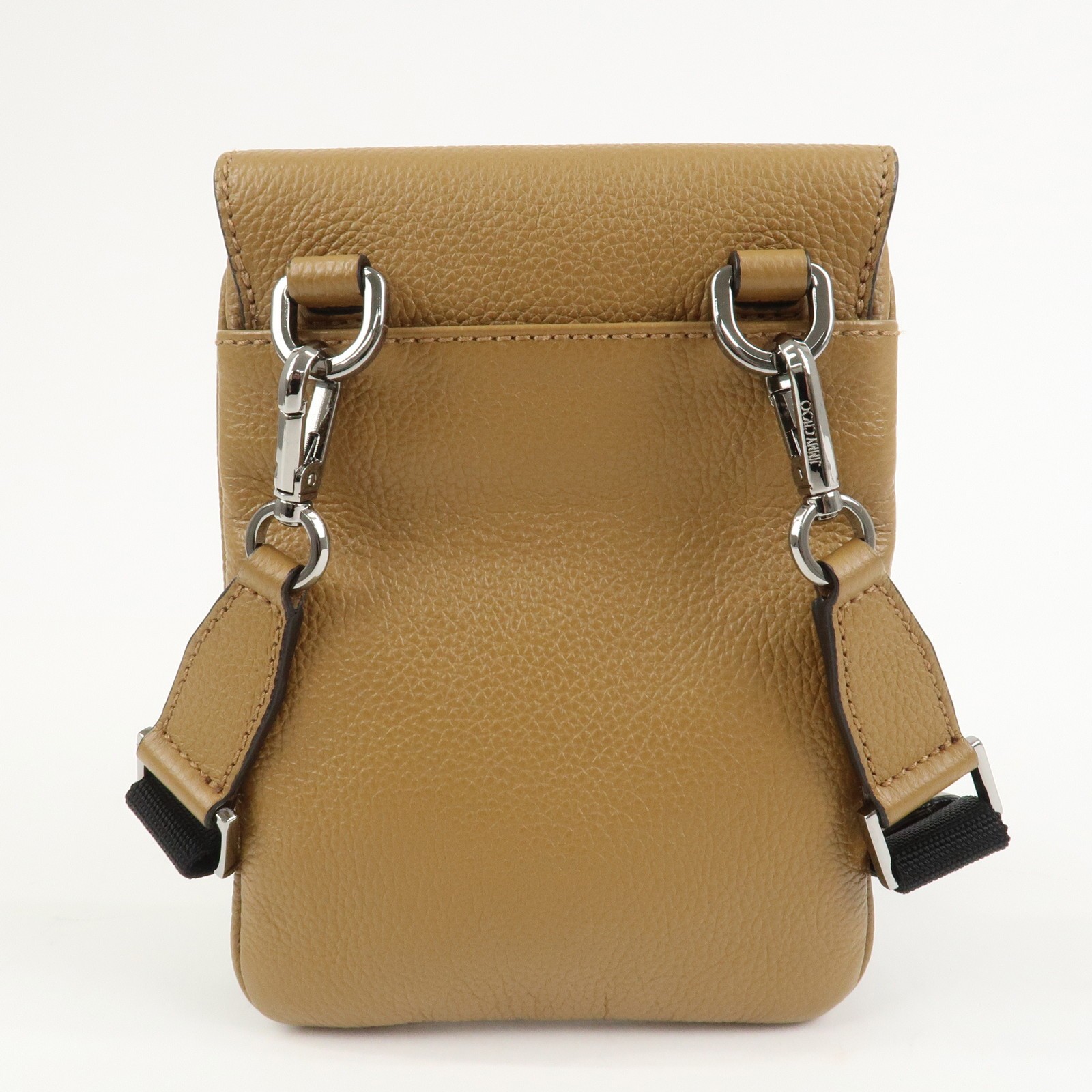 JIMMY CHOO Leather KIMI MESSANGER Studs Shoulder Bag Brown Authentic Used F/S