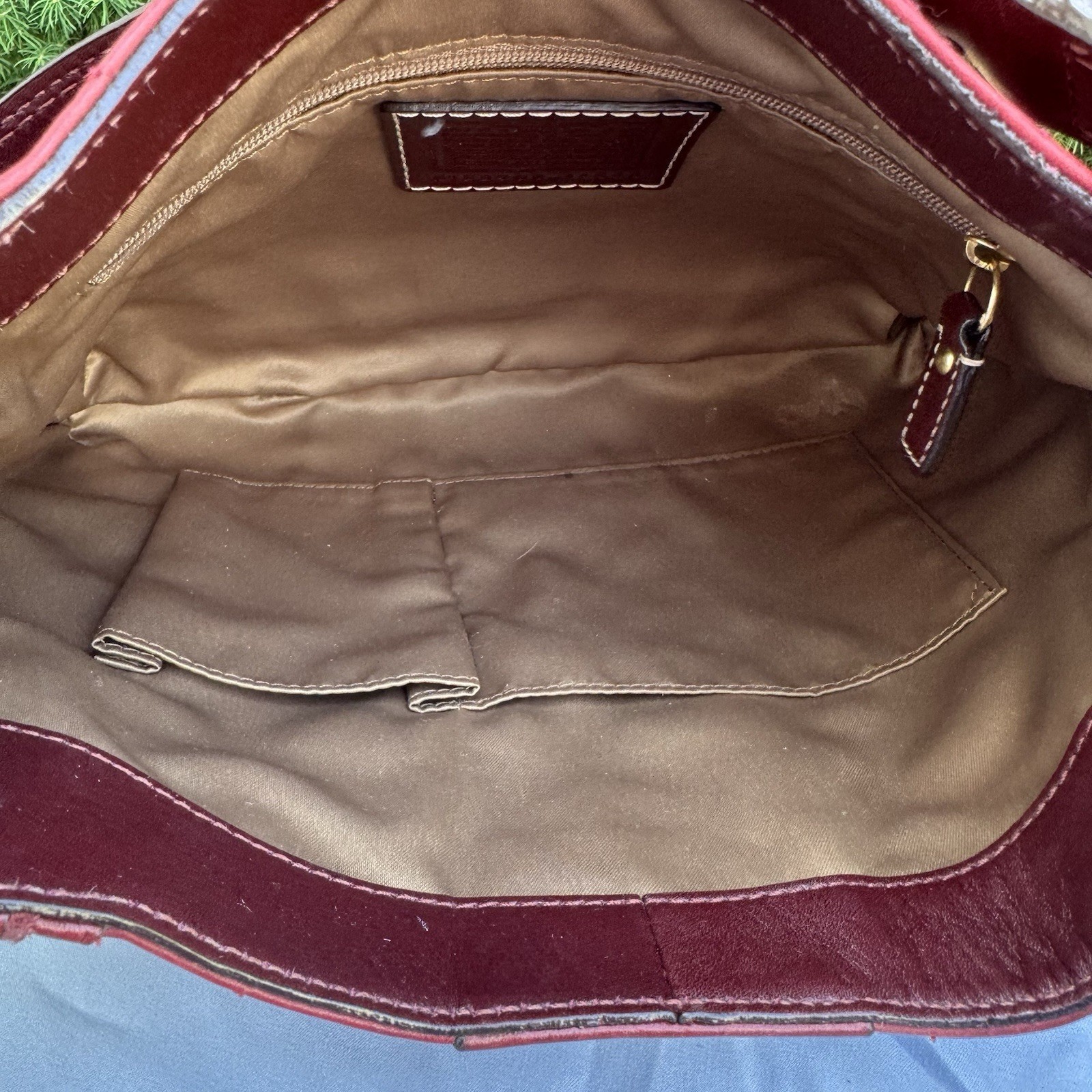 Coach Hampton Slim Hobo In Stunning Deep Red Embossed Leather And Brass Hardware